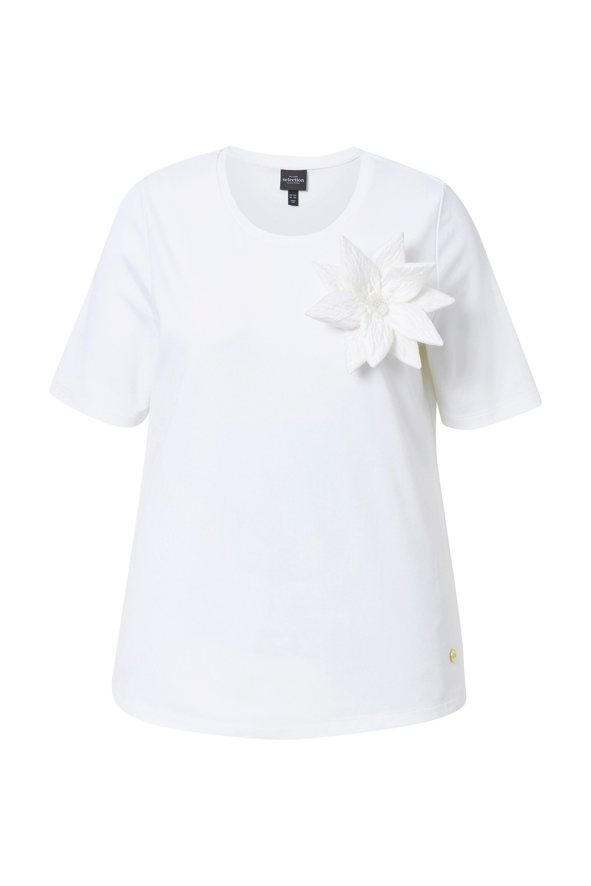 Ulla Popken T-Shirt T-Shirt Blüten-Brosche Classic günstig online kaufen
