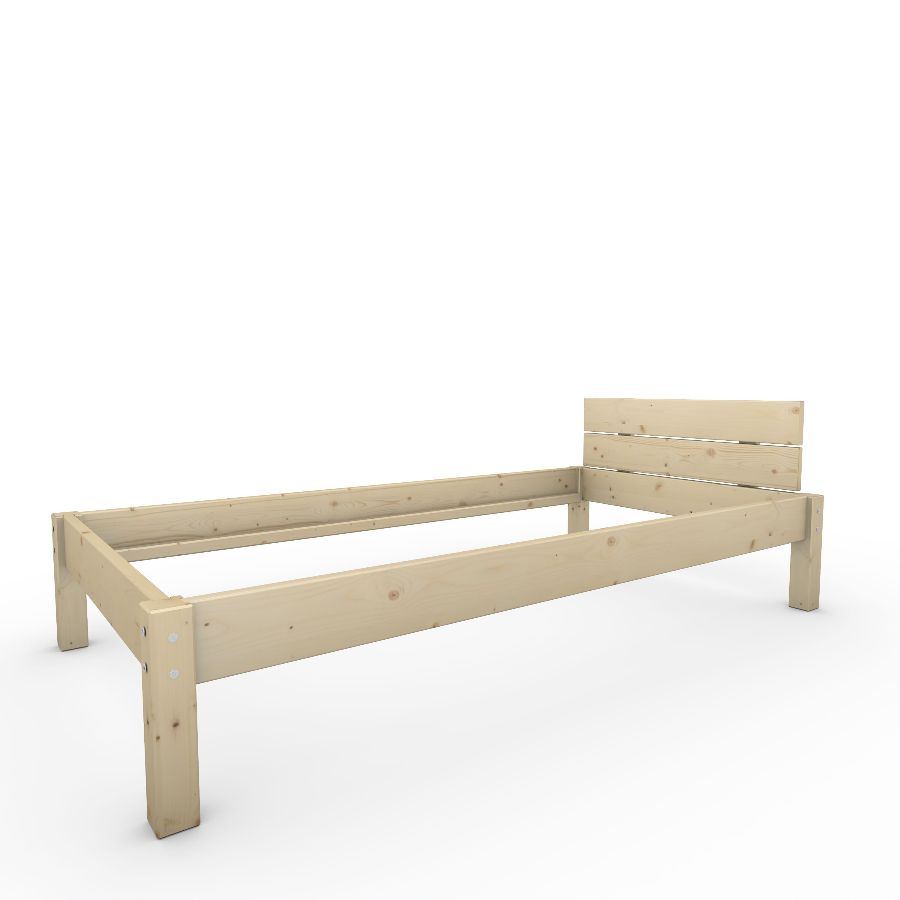 TUGA-Holztech Massivholzbett Pfostenbett Massivholzbett "Daybett" 100 x 200 cm 38 cm Holzbett Bett, Breite 80 90 100 120 140 160 180 200 Länge 190 200 210 220 H=38/48/58