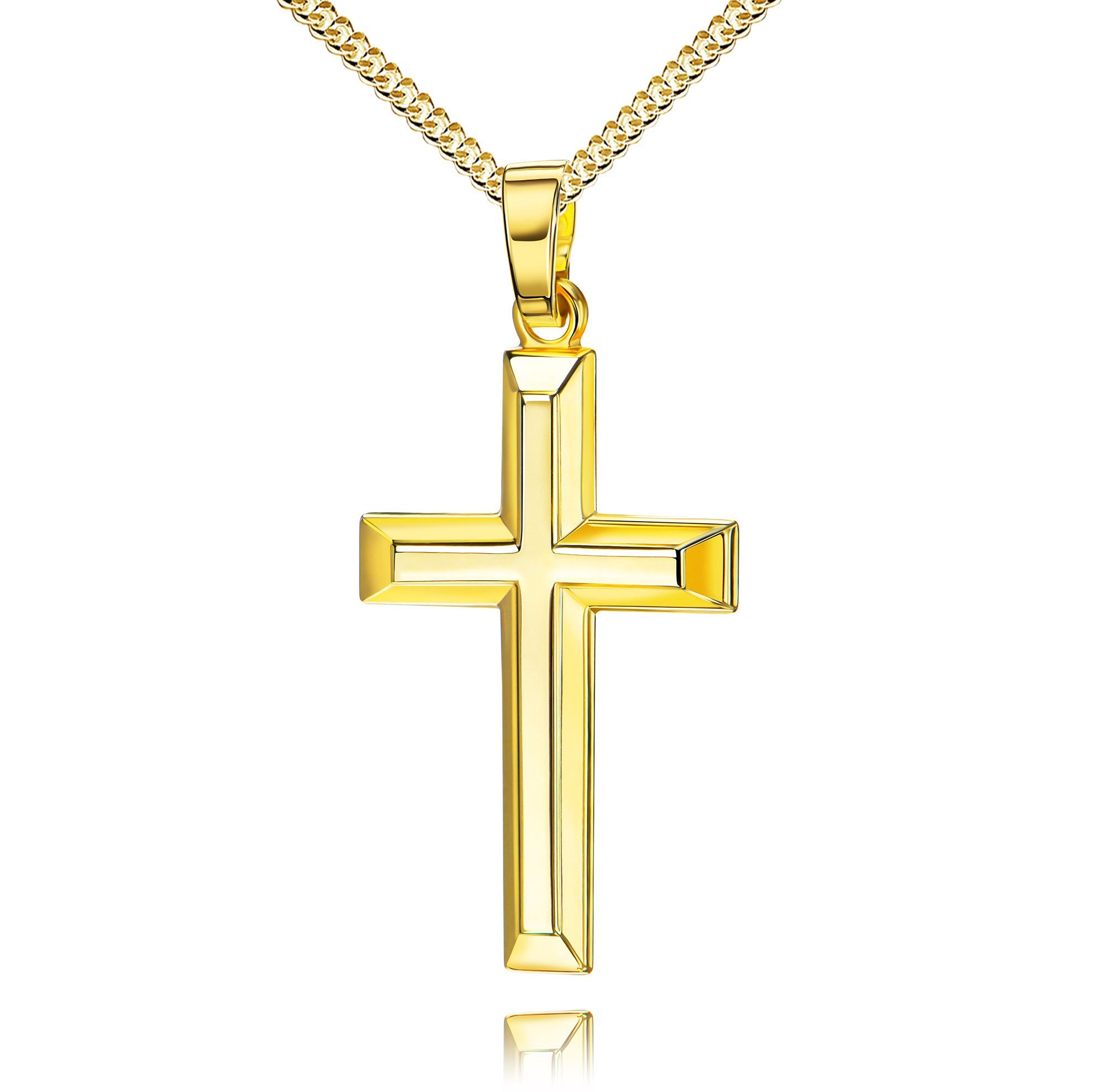 Kreuzkette Kreuz Anhänger 585 Gold - Made in Germany