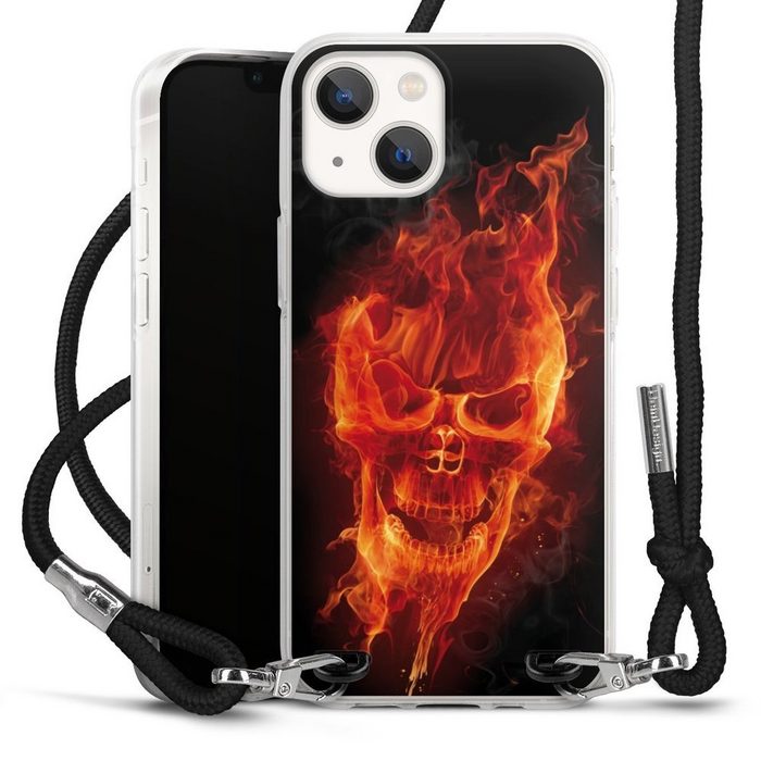 DeinDesign Handyhülle Totenkopf Feuer Schädel Burning Skull Apple iPhone 13 Mini Handykette Hülle mit Band Case zum Umhängen