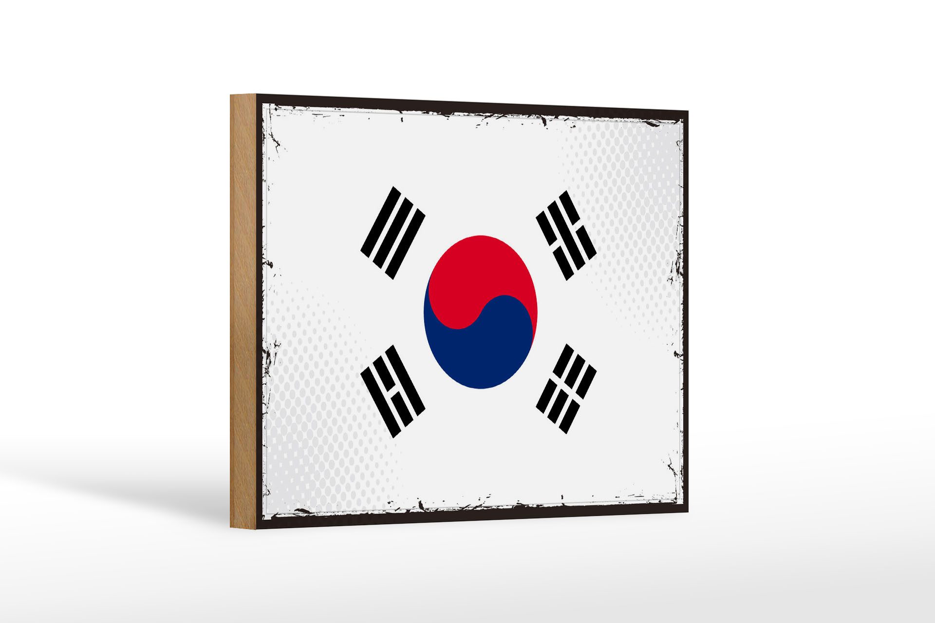 Femer GmbH Holzbild Flagge Südkoreas 18x12cm Retro Flag South Korea, Flaggen (1 St), Glatte Holzfaserplatte (MDF), vorn beschichtet