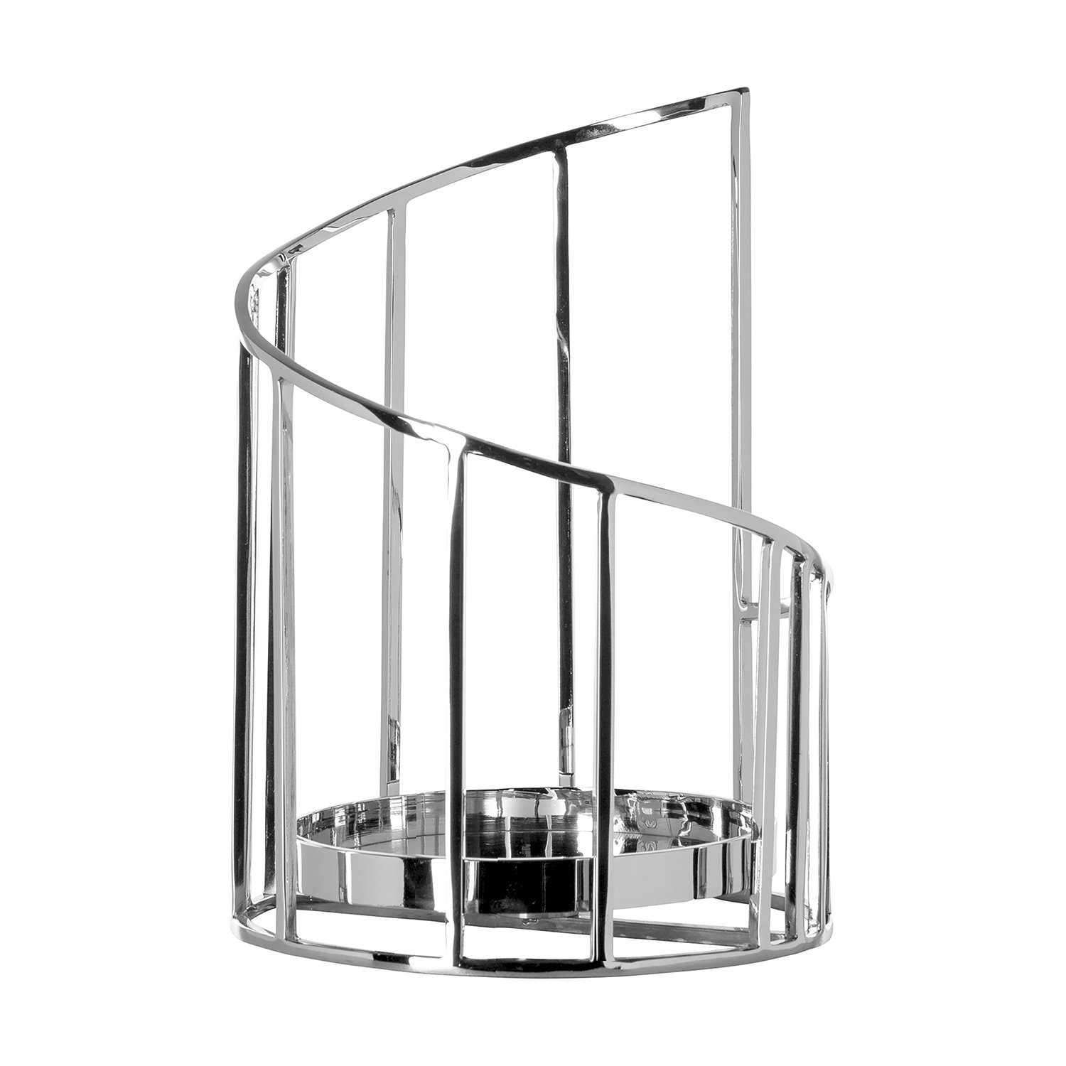 - H.29,5cm CELINE - Glas outdoorgeeignet Windlicht 21,5cm, Edelstahl Windlichtfuß - x vernickelt nicht Fink - - silberfarben Ø ohne