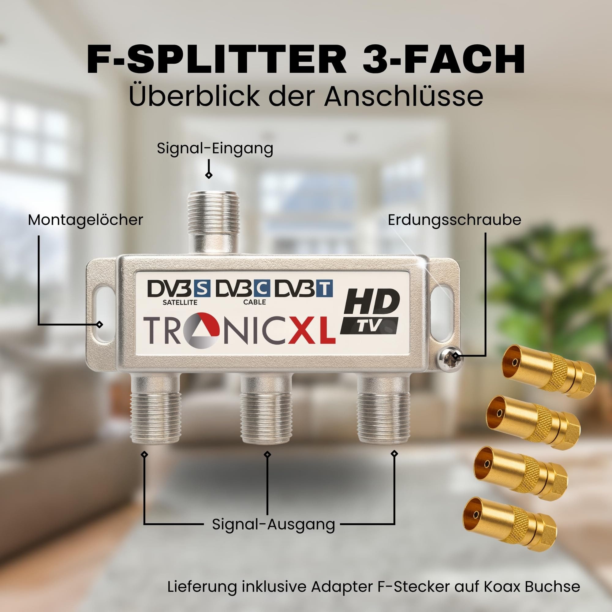 TronicXL SAT-Verteiler Koax HD 3D 4K Verteiler Weiche Splitter DVBT DVBT2 DVBC SAT TV Kabel – Bild 3 von 5