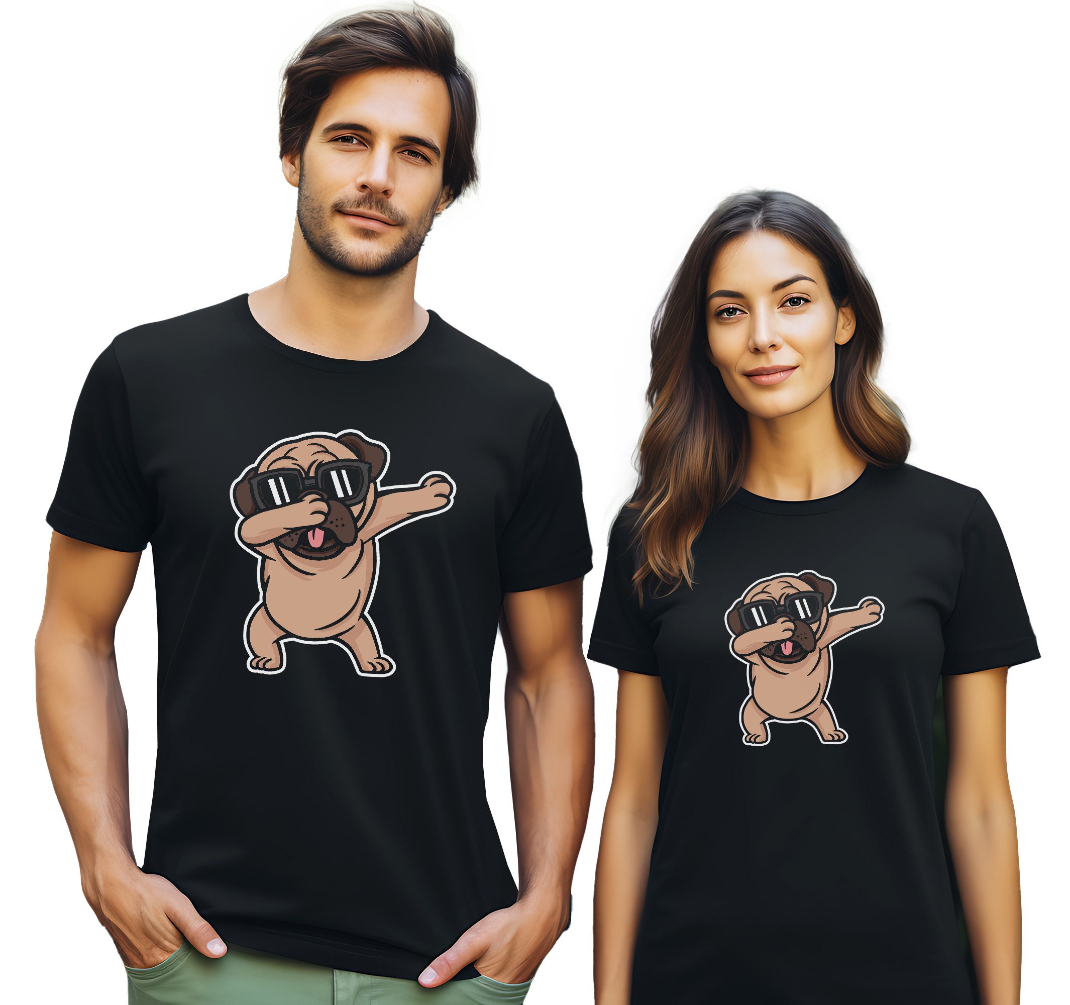 MyDesign24 T-Shirt Hunde print Shirt Dab Hunde T-Shirt schwarz kurzarm Regular Fit i238