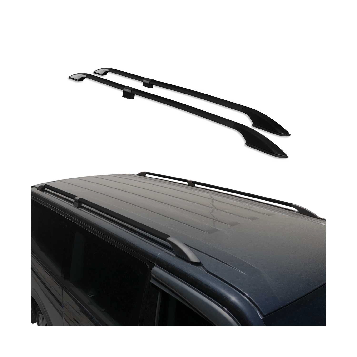 OMAC Dachträger Dachreling für Mercedes Vito W639 W447 2003-2025 L2 Langer Alu Schwarz (2-St), Rostbeständig, Einfache Montage, Korrosionsbeständig