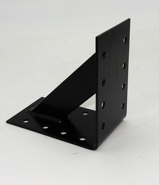 dynamic24 Holzkonstruktionsbeschlag, Großer Stahl Winkel 15x15x9 3mm Holzverbinder verstärkt schwarz