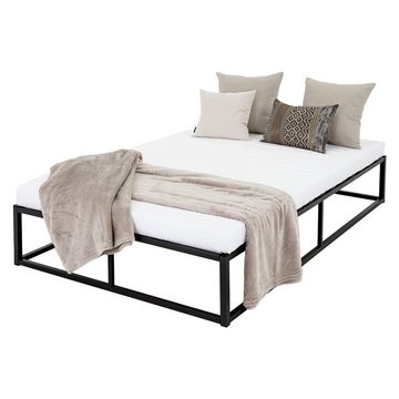 ML-DESIGN Metallbett Bett für Schlafzimmer mit Lattenrost auf Stahlrahmen robust, Gästebett 120x200 cm Schwarz leichte montage Gästebett