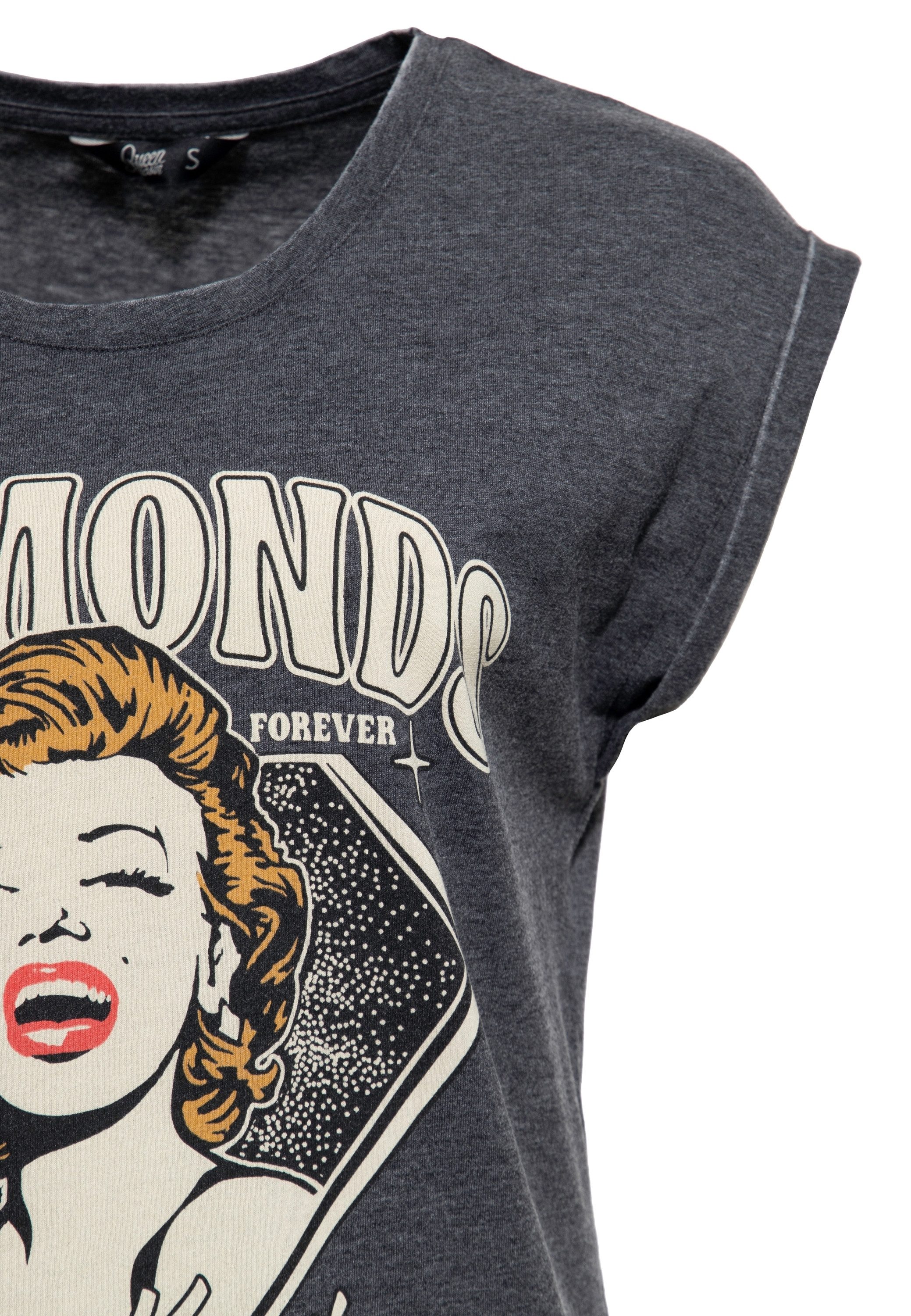 QueenKerosin Print-Shirt Diamonds (1-tlg) mit Frontprint im 50s Stil