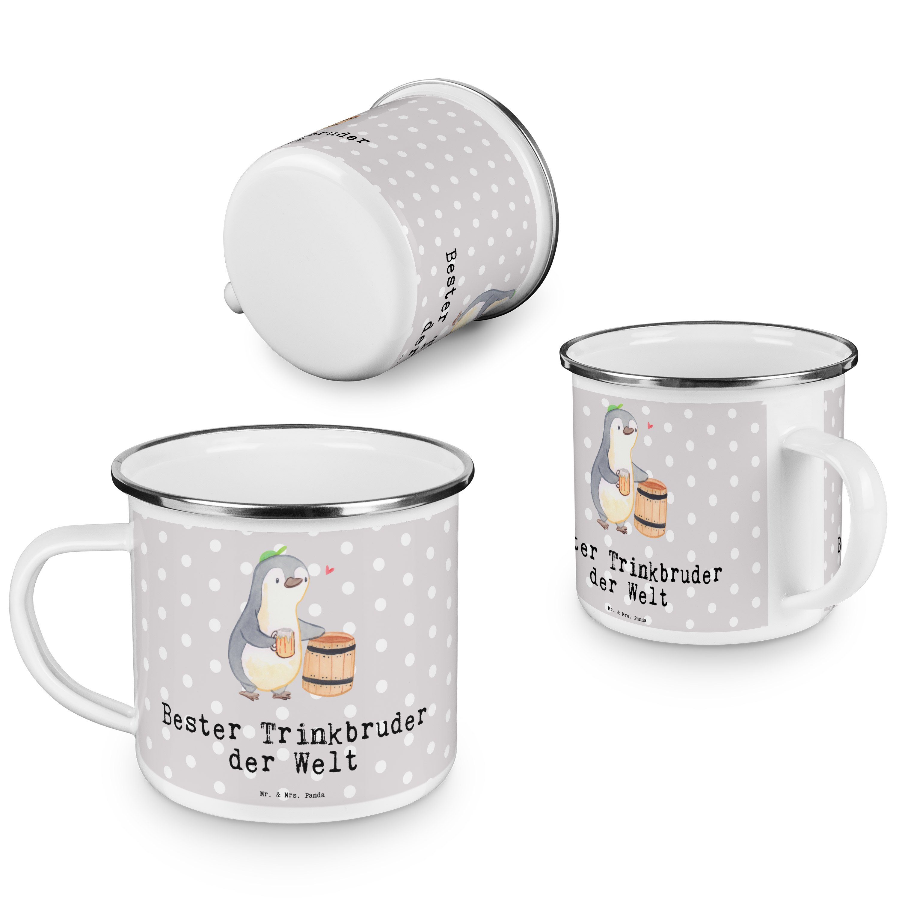 Welt Grau - & Outdoo, Mrs. Mr. Trinkbruder Bester Pastell Emaille Geschenk, der Becher Panda Pinguin -