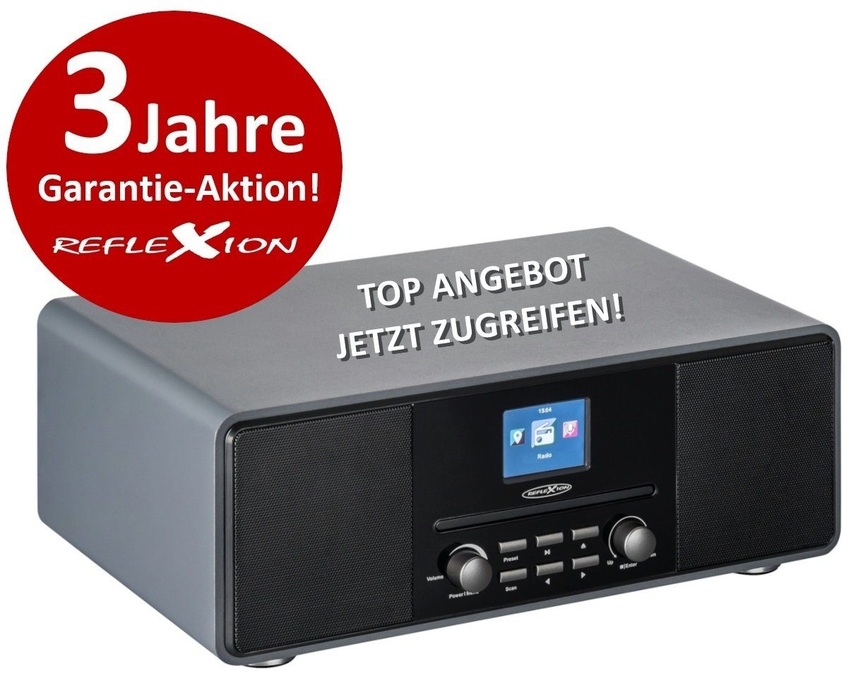 Reflexion HRA19DAB Design DAB+ Radio mit TFT Farbdisplay Digitalradio (DAB) (Digitalradio (DAB), UKW-Radio, 160,00 W, UWK-Radio, AUX, CD-Player, Weckfunktion, Equalizer, Bluetooth)