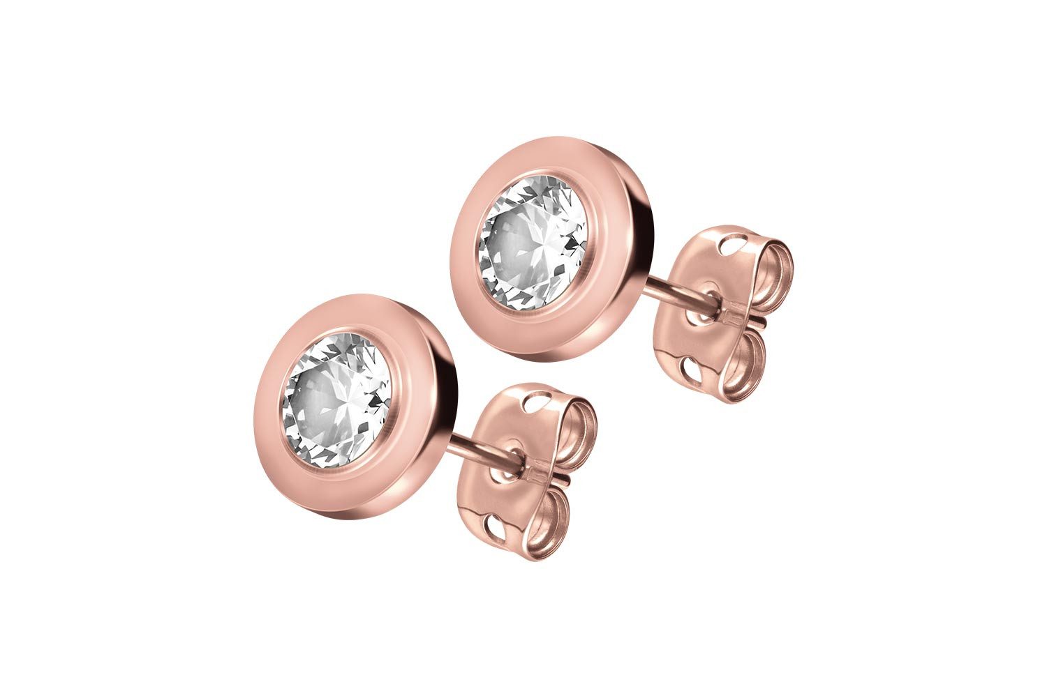 FILANGO Paar Ohrstecker Titan Ohrstecker DISC + KRISTALL (Ohrstecker, 1-tlg)