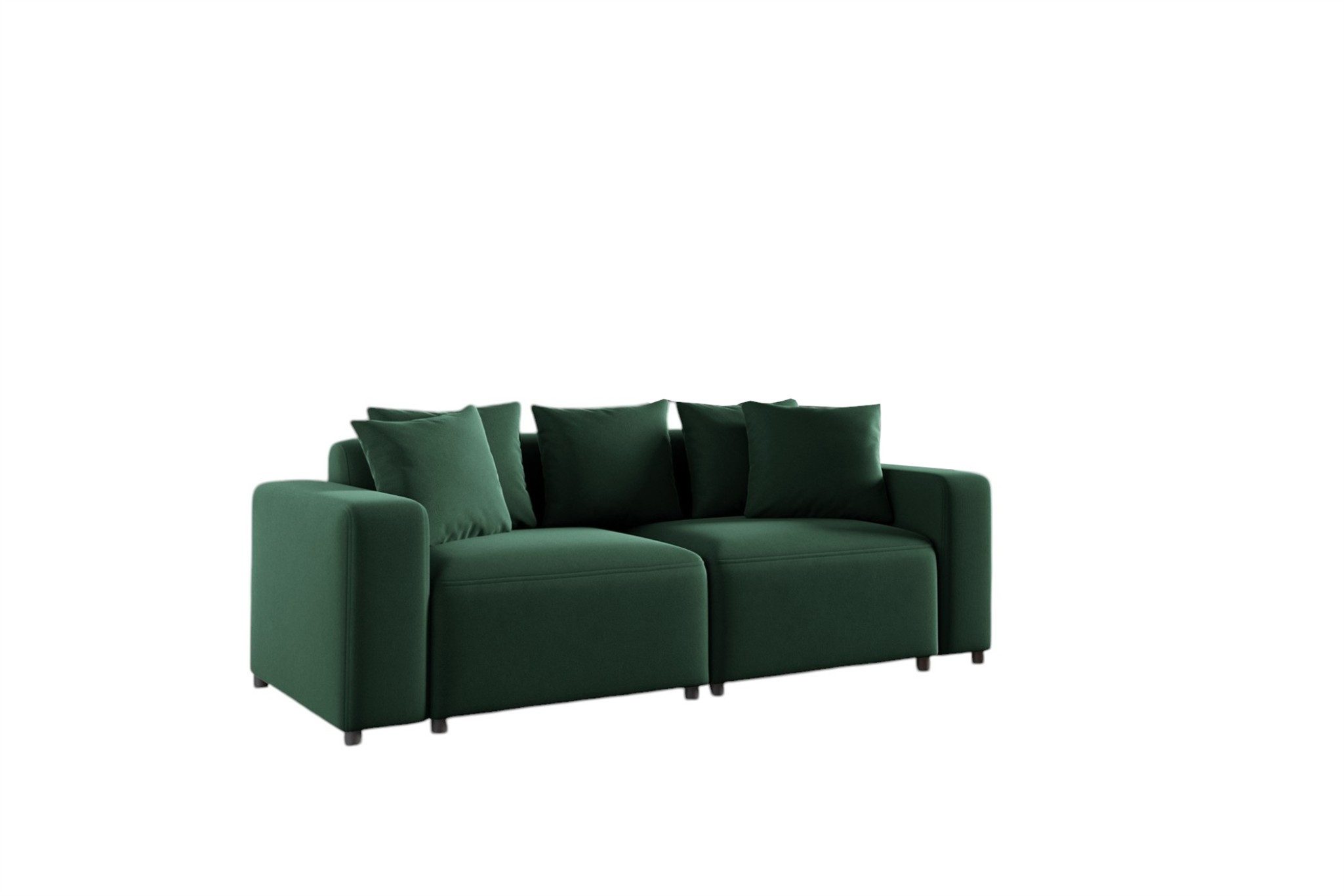 Fun Möbel 2-Sitzer Sofa Designersofa MEGAN 2-Sitzer in Stoff Salvador, inkl 5 Zierkissen, Rücken echt bezogen