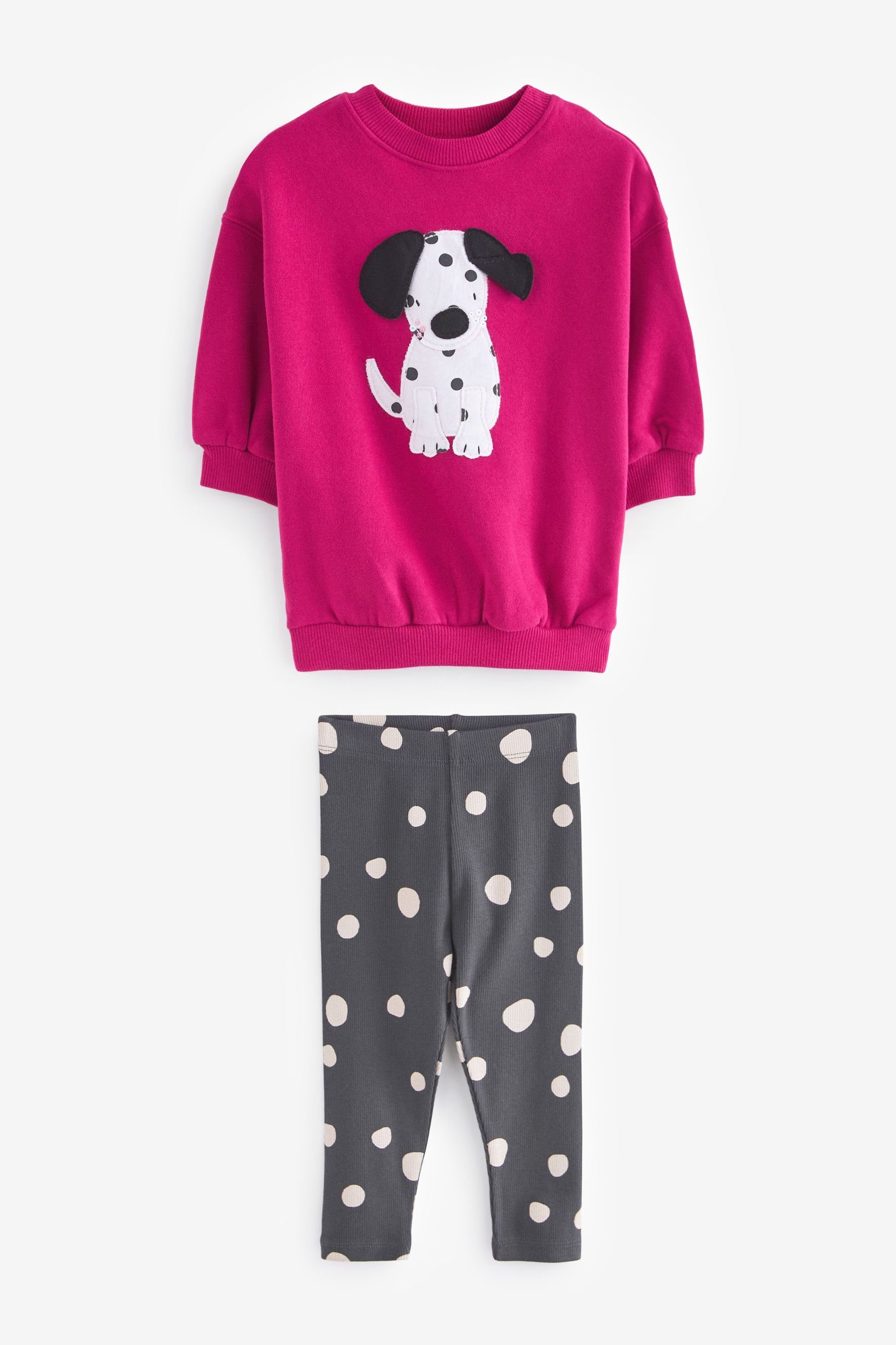 Next Shirt & Leggings Sweatshirt mit Figurenmotiv und Leggings im Set (2-tlg) Pink Dog