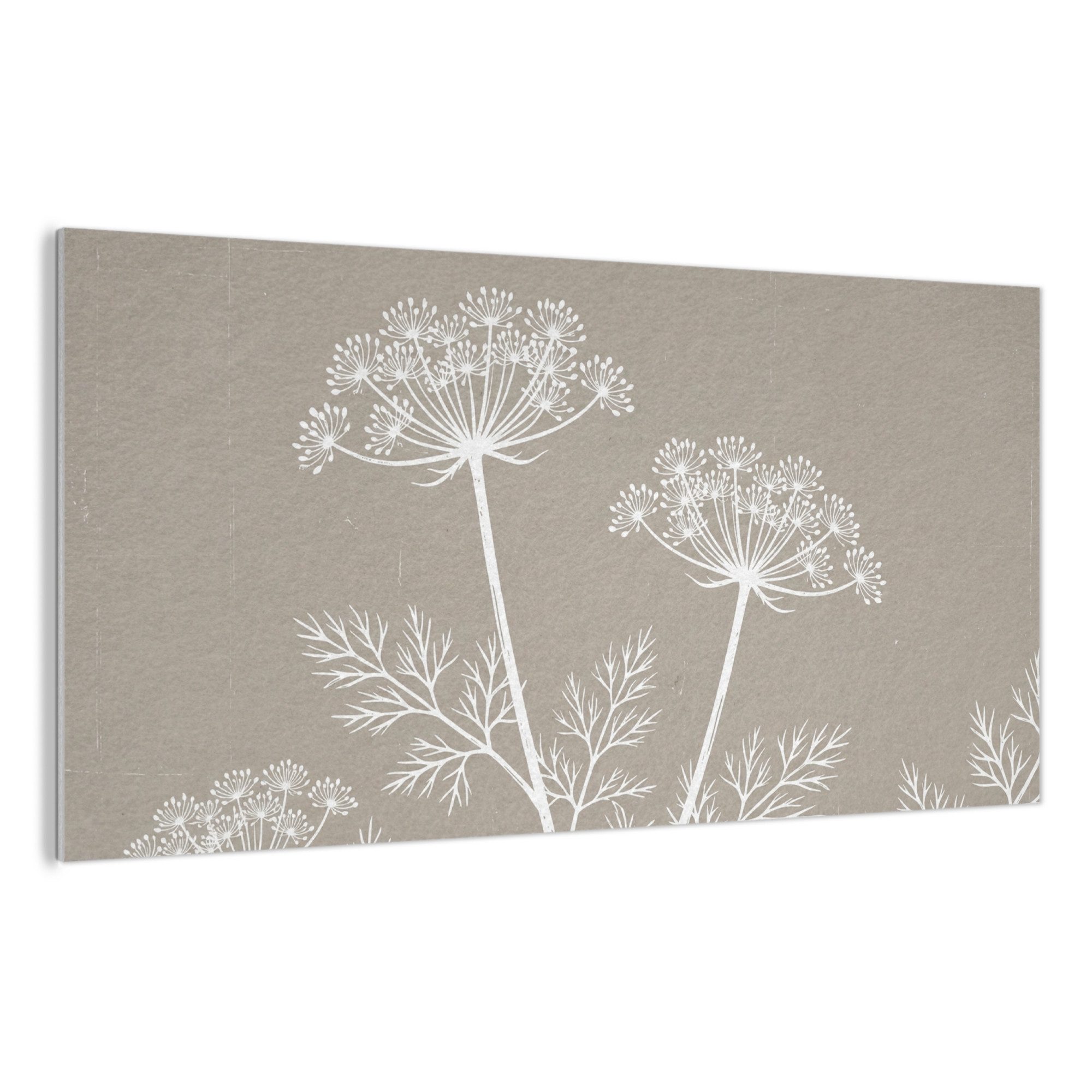 MuchoWow Gemälde Grafik - Flötenkraut - Taupe, Fotodruck (1 St), Akustikpaneele, Wandpaneele, Schalldämmung, Akustikbilder 120x60 cm