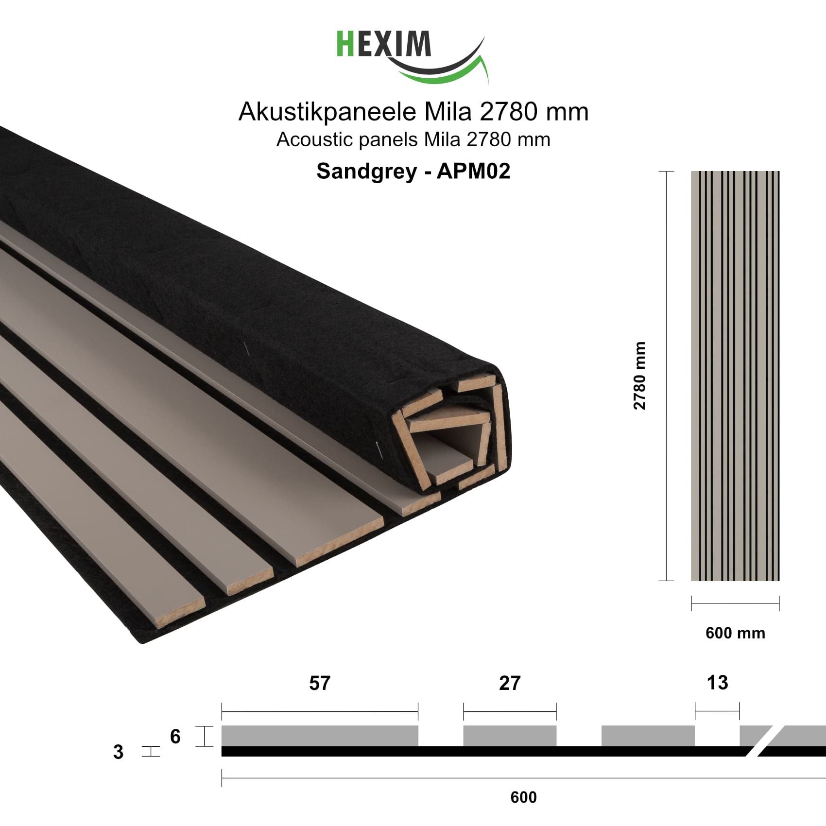 Hexim Wandpaneel, (Akustikpaneele 2 Stück 278x60cm Holz Mila - flexible Hol günstig online kaufen