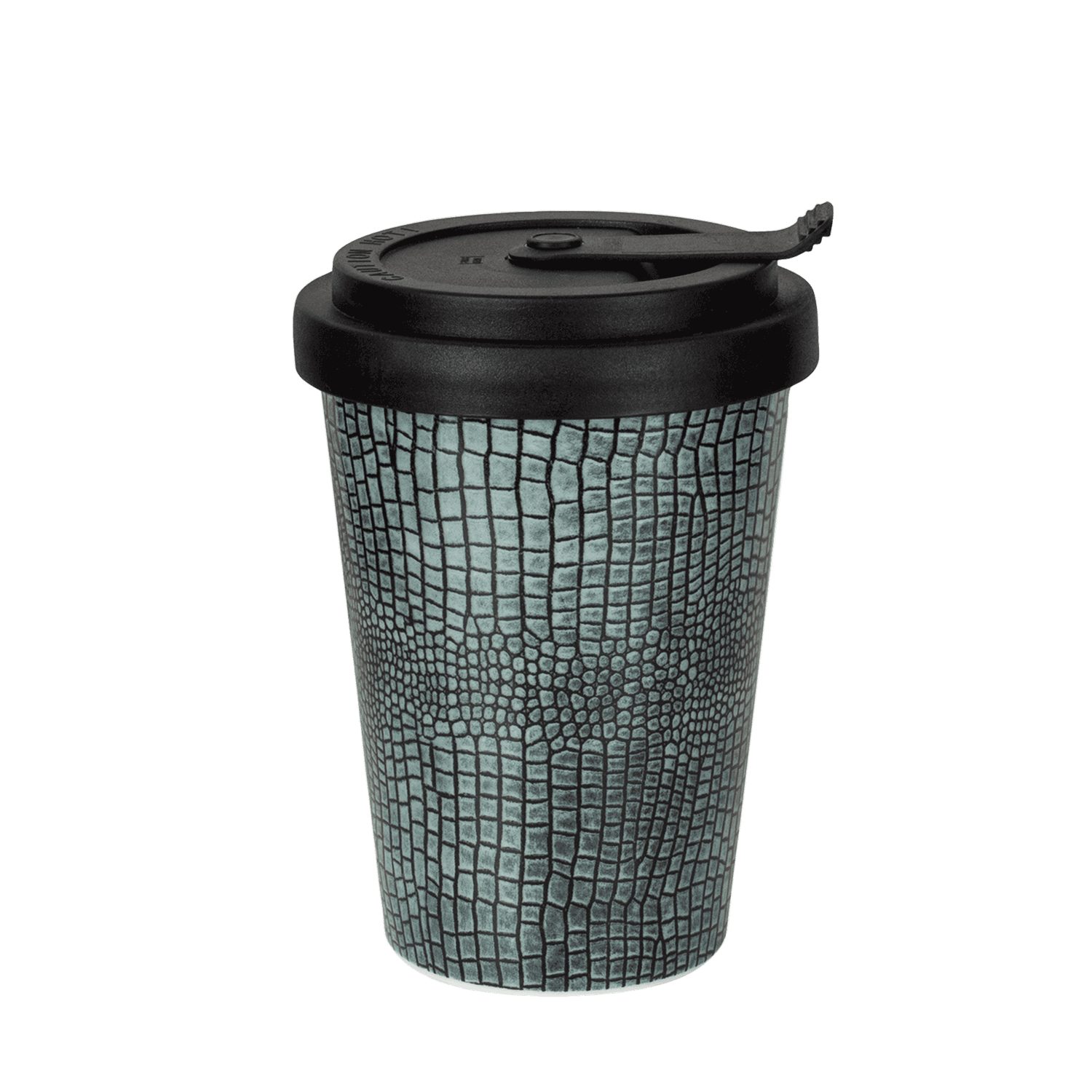 100% Manufaktur Coffee-to-go-Becher Deckel, + Becher animalprint, Porzellan, auslaufsicher, spülmaschinengeeignet, Mahlwerck Crocodile klimaneutral Green Snacke