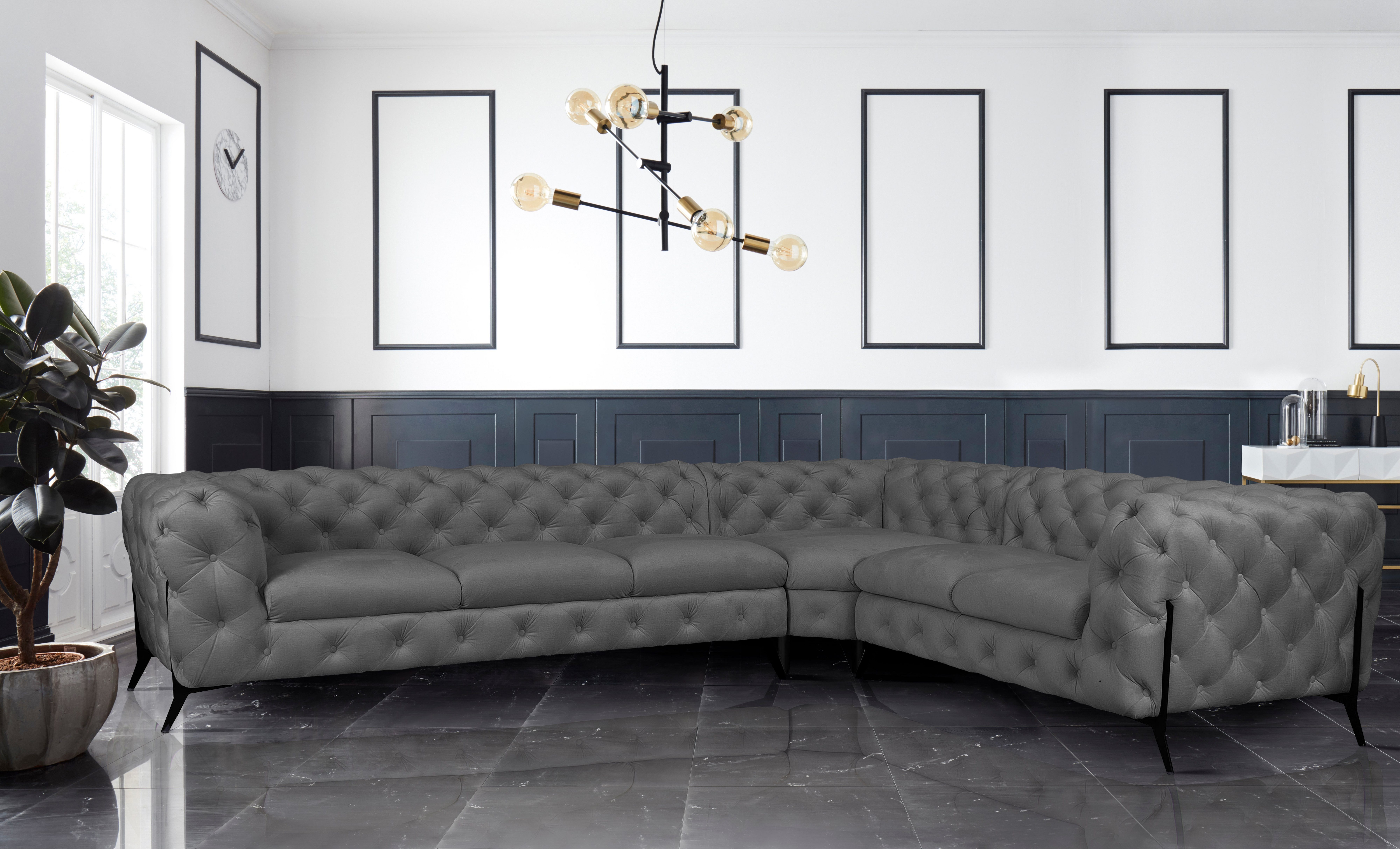 Leonique Chesterfield-Sofa Amaury L-Form, großes Ecksofa, günstig online kaufen