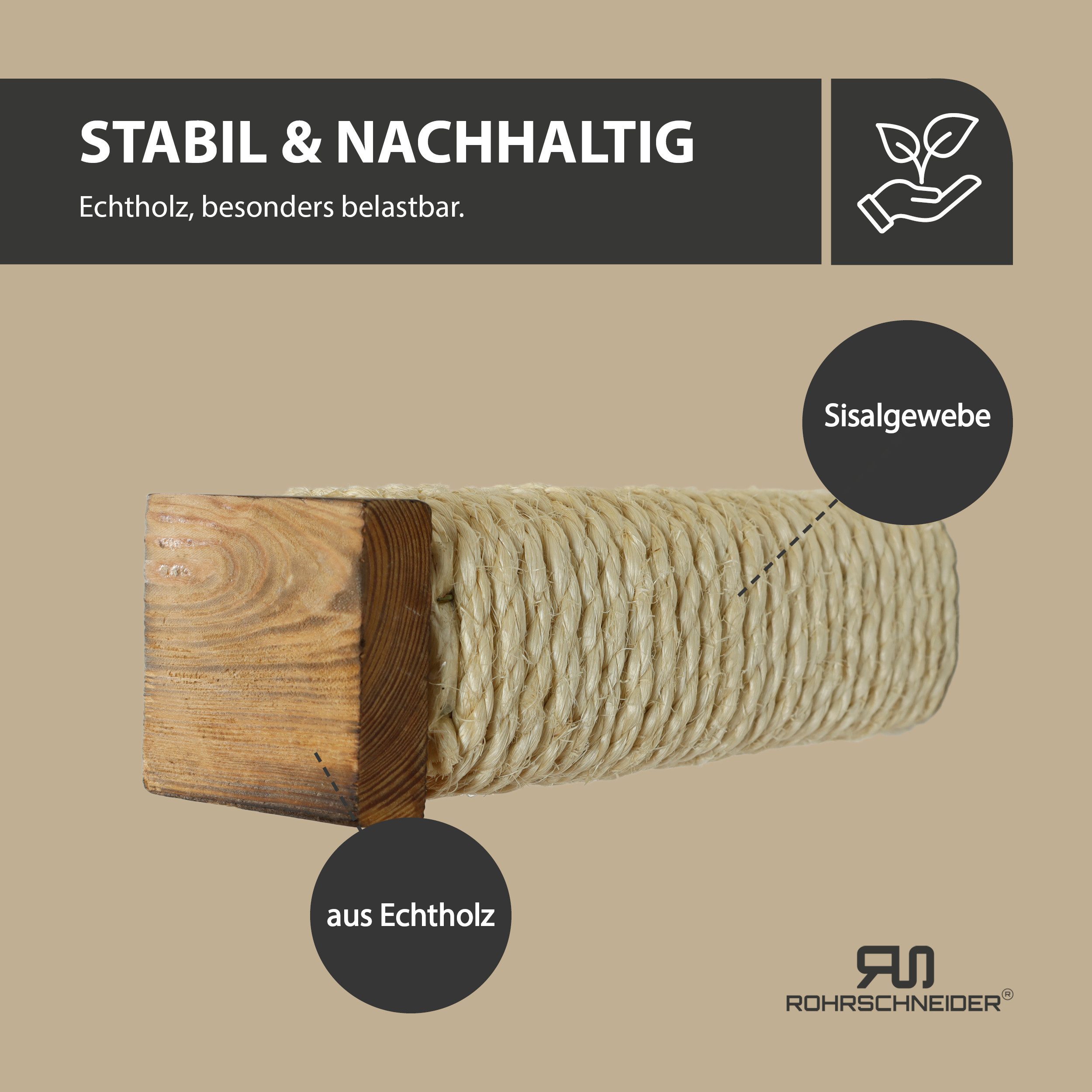 Rohrschneider Katzen-Kletterwand Katzentreppe Wand Wandelement Kratzstamm mit Sisalseil