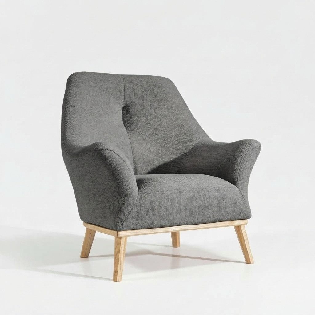 JVmoebel Sessel Weißer Einzel-Sessel mit Holzfüßen und hochwertiger Polsterung (Sessel), Made in Europa