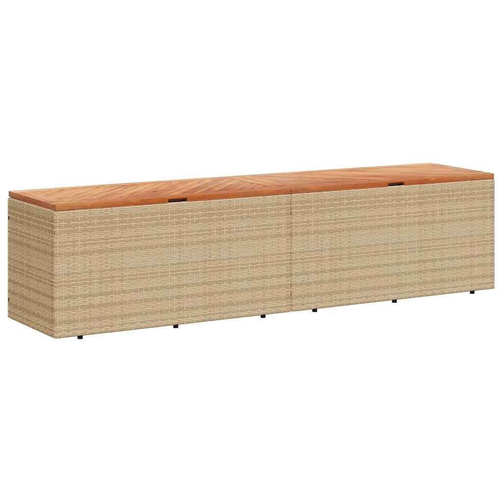 vidaXL Gartenbox Gartentruhe Beige 220x50x54 cm Poly Rattan nholz