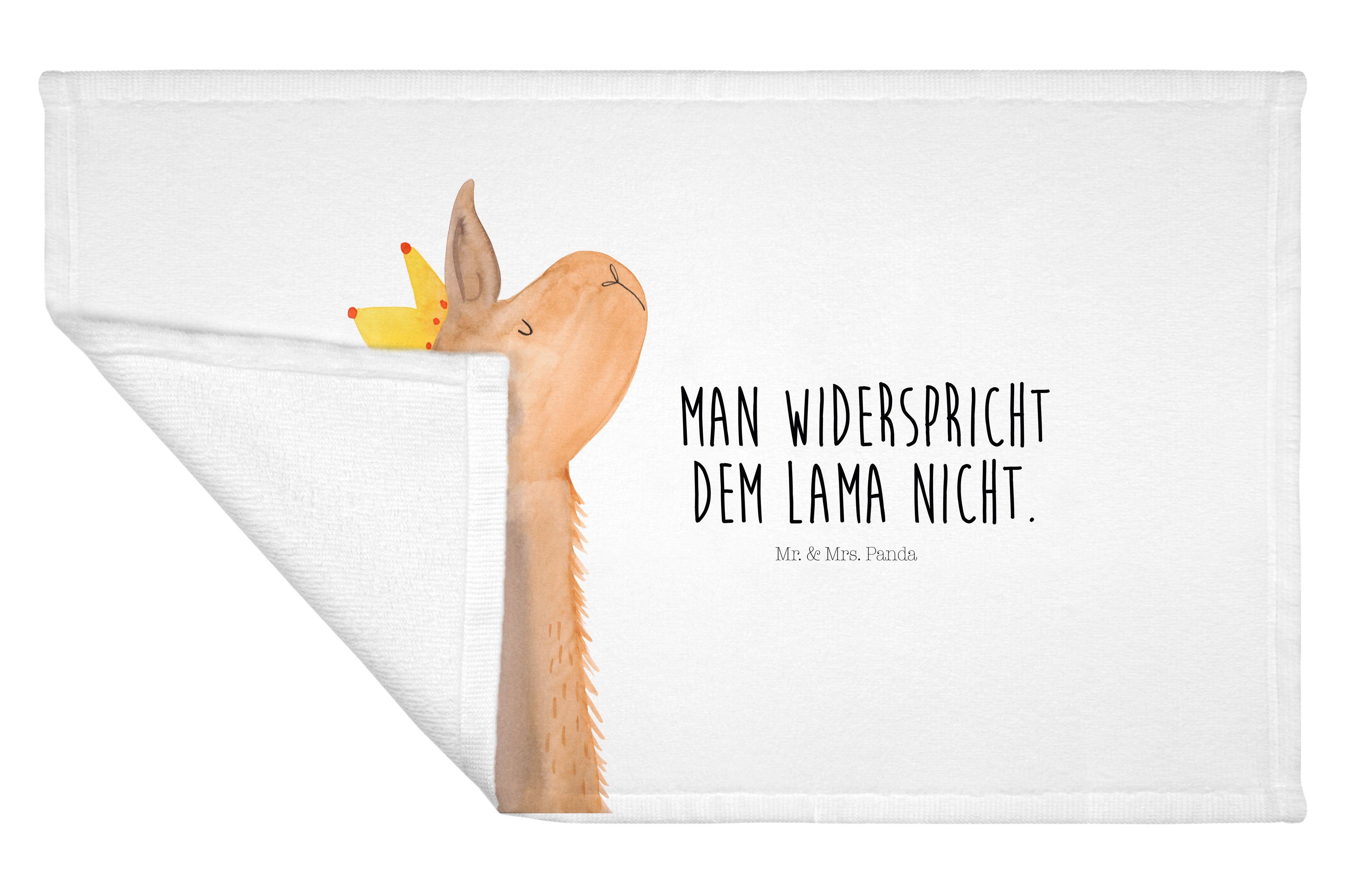 Handtuch - Weiß Lamakopf Mrs. & (1-St) Kinder Gäs, Panda Geschenk, Handtuch, Mr. König - Reisehandtuch,