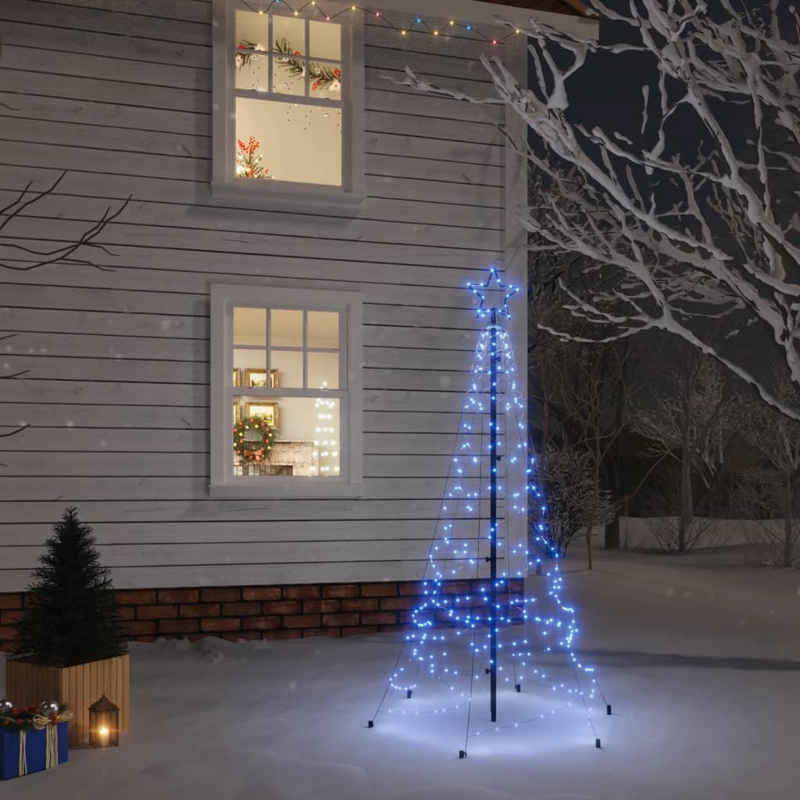 vidaXL LED Baum LED-Weihnachtsbaum mit Erdnägeln Blau 200 LEDs 180 cm