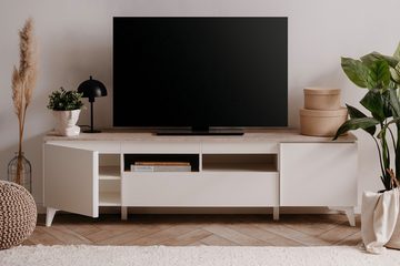 Finori Lowboard Lowboard TV-Board Bertrix, Sandstein / Weiß