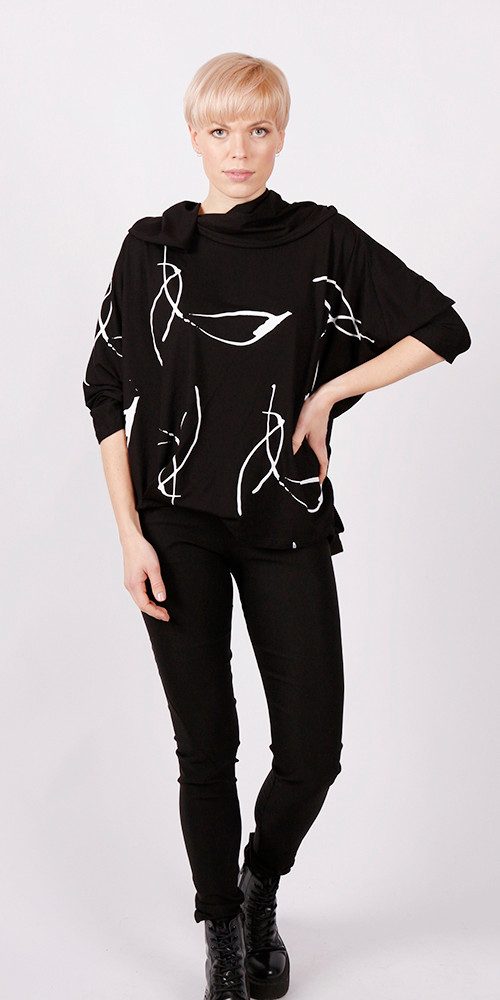 kaseee 2-in-1-Shirt kaseee Oberteil mit Schärpe Kragen wie eine Schärpe zum drapieren