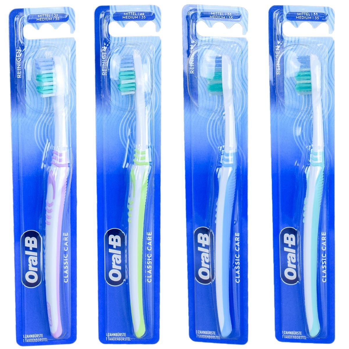 Marabellas Shop Zahnbürste Oral-B Classic Care Handzahnbürste 35 mittel mit Kurzkopf Zahnbürste, mit ergonomischen Griff
