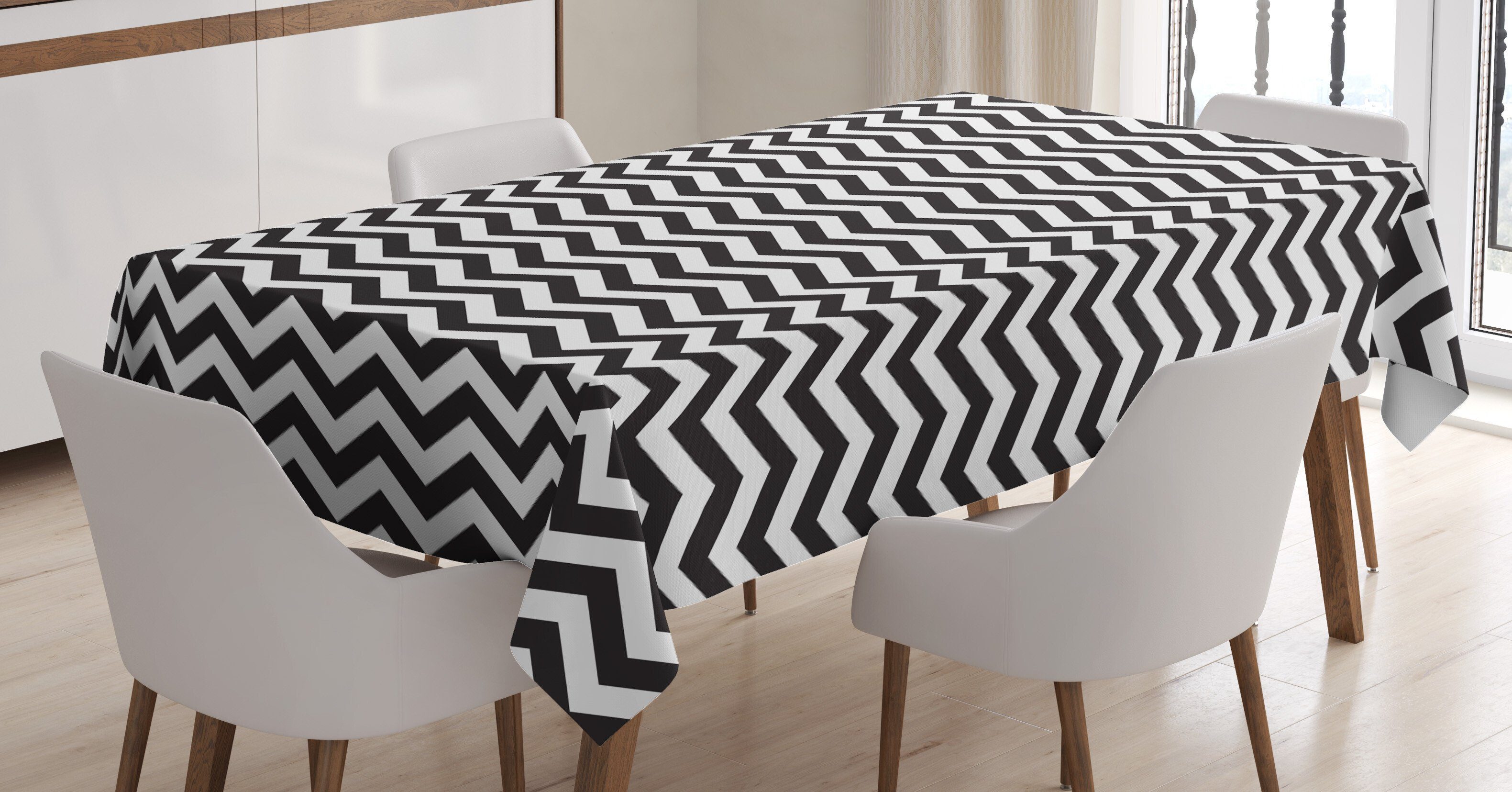 den Tischdecke Außen Zeitgenössisch Abakuhaus Für Farben, Abstrakt geeignet Klare Bereich Quirky Zigzag Waschbar Farbfest