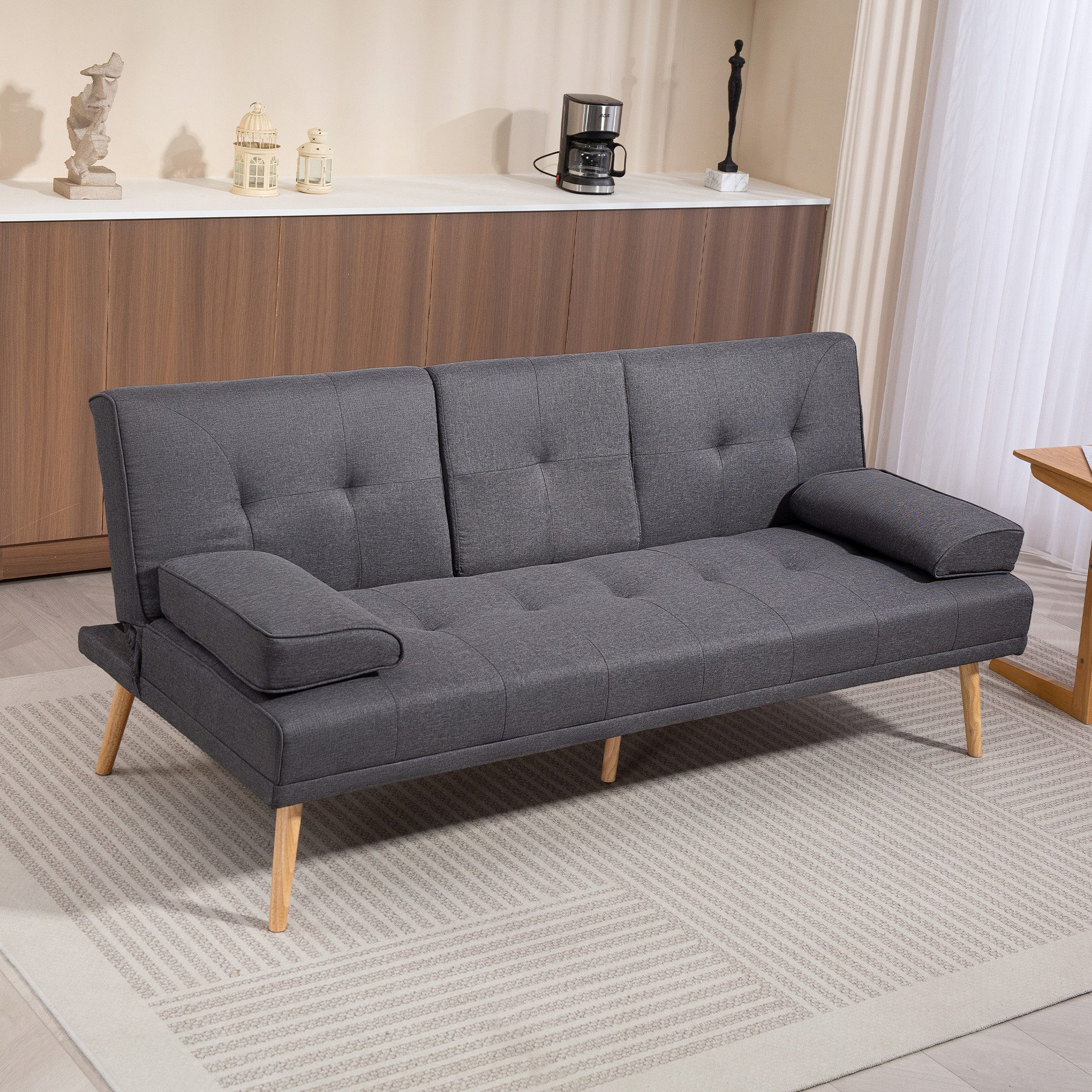 HOMCOM Schlafsofa 3-Sitzer-Sofa, Bettsofa mit Klappbarem günstig online kaufen