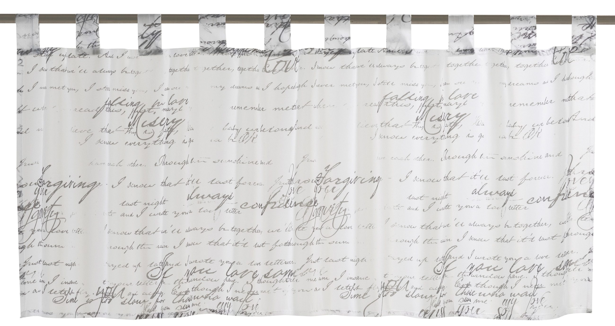 ELBERSDRUCKE Scheibengardine Bistrogardine Loveletter weiß-schwarz halbtran günstig online kaufen