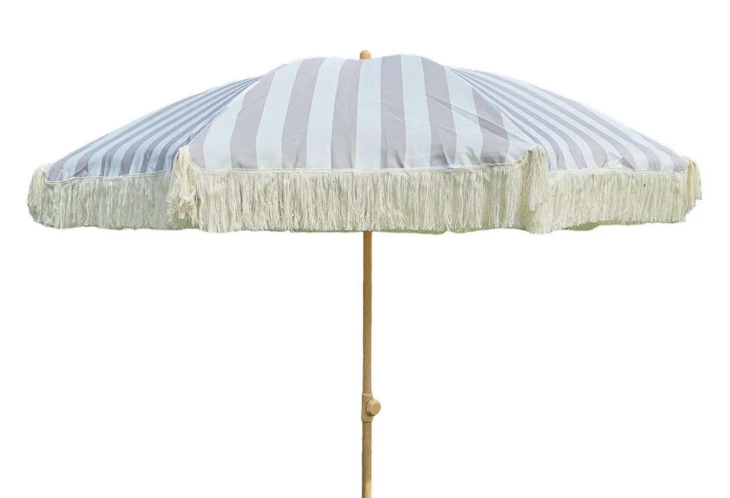 Meinposten Sonnenschirm Strandschirm Schirm gestreift mit Fransen maritim UV Schutz Ø 180cm, abknickbar
