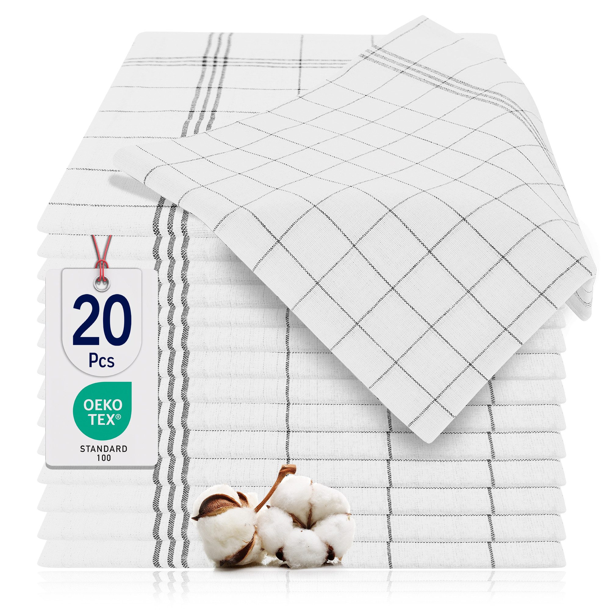 BARBONS Geschirrtuch Allzweck Tücher, Geschirrtücher, Trockentuch, Küchentuch, (20 er, 20-tlg), Premium Qualität, 100% Baumwolle, Schwarz