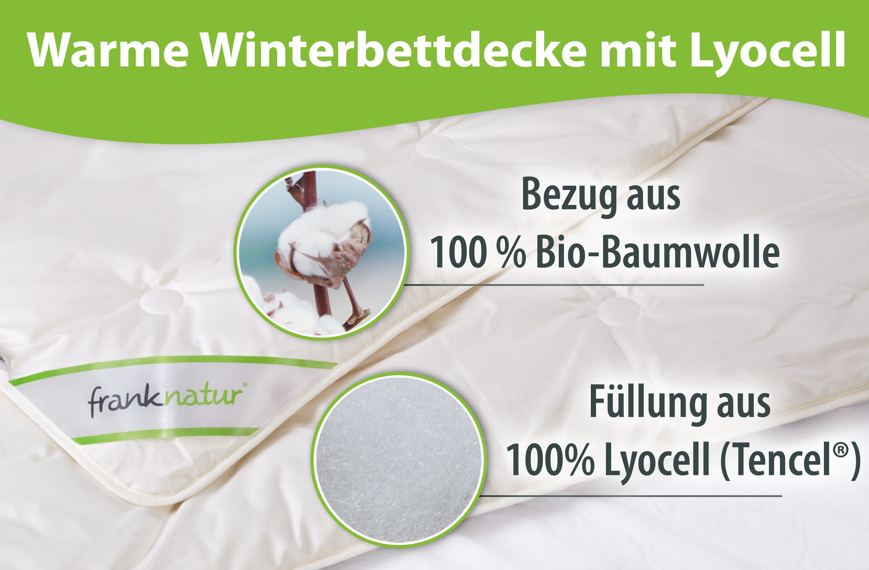 franknatur Naturfaserbettdecke Winterdecke Lyocell Bio, Füllung: 100% Lyoce günstig online kaufen