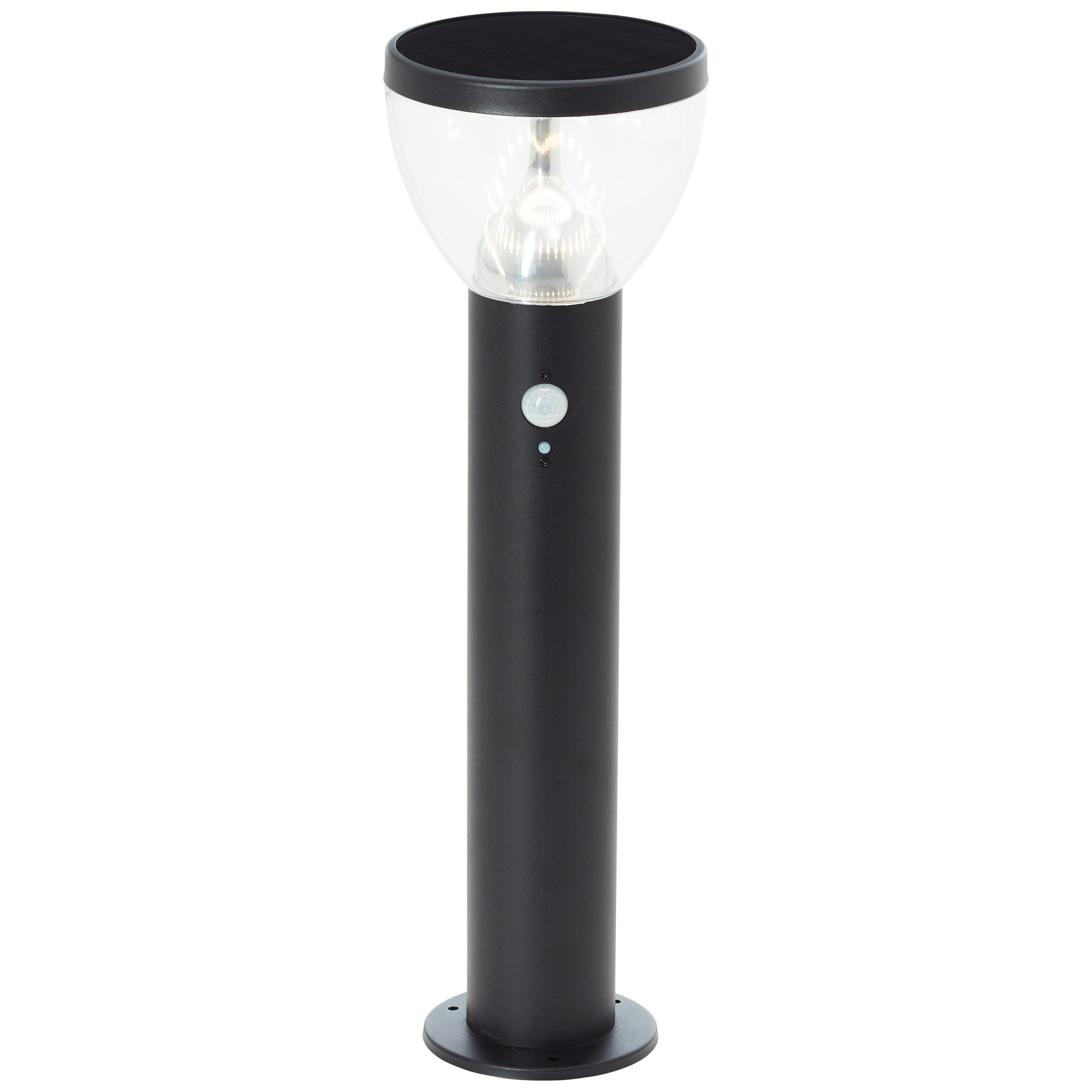 Lightbox LED Außen-Stehlampe, Bewegungsmelder, LED fest integriert, warmweiß, LED Außensockellampe, Solar, Bewegungsmelder, 52 cm, Ø 16 cm, 430 lm