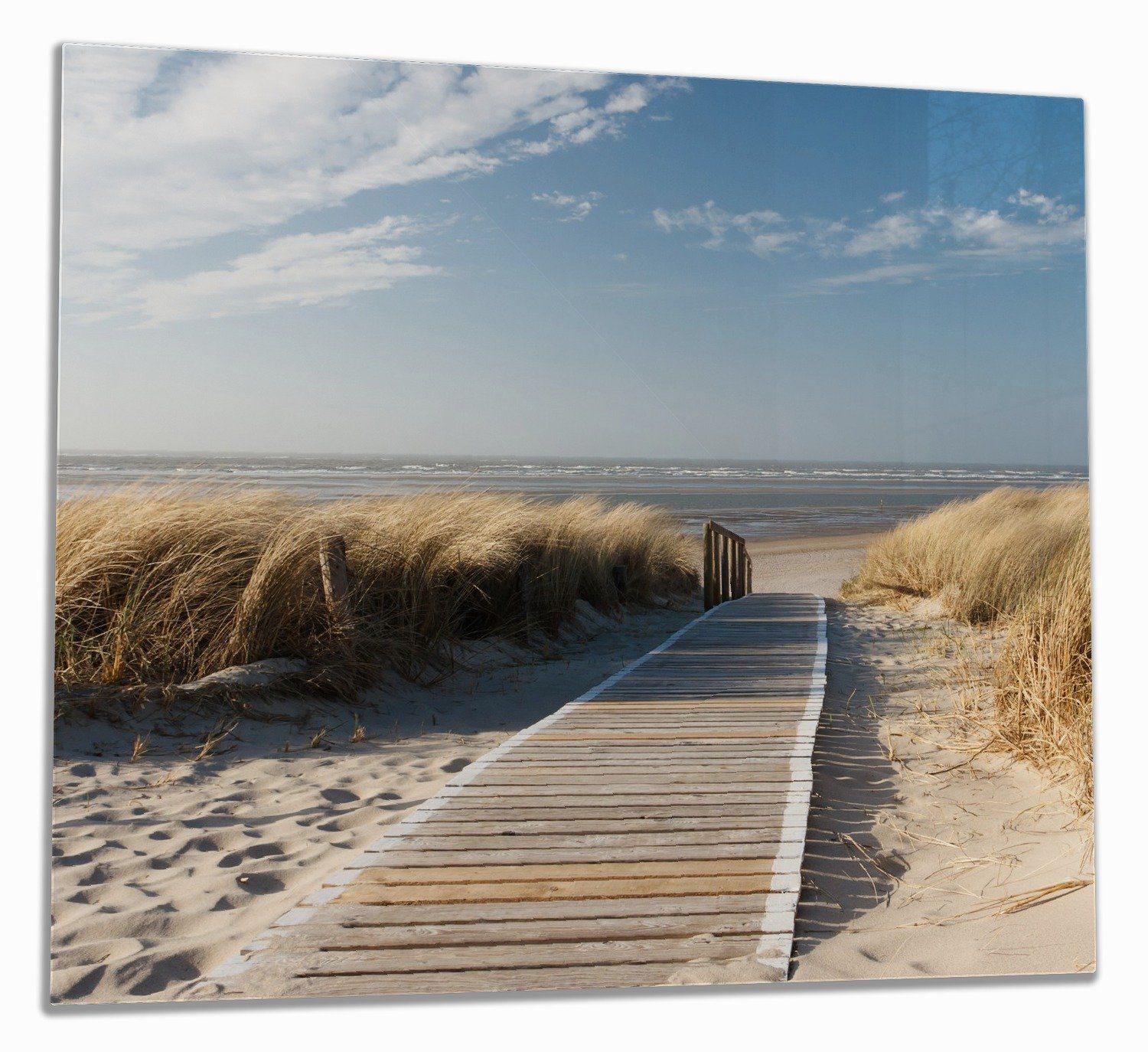 Wallario Herd-Abdeckplatte Auf dem Holzweg zum Strand, ESG-Sicherheitsglas, (Glasplatte, 1 tlg., inkl. 5mm Noppen), verschiedene Größen