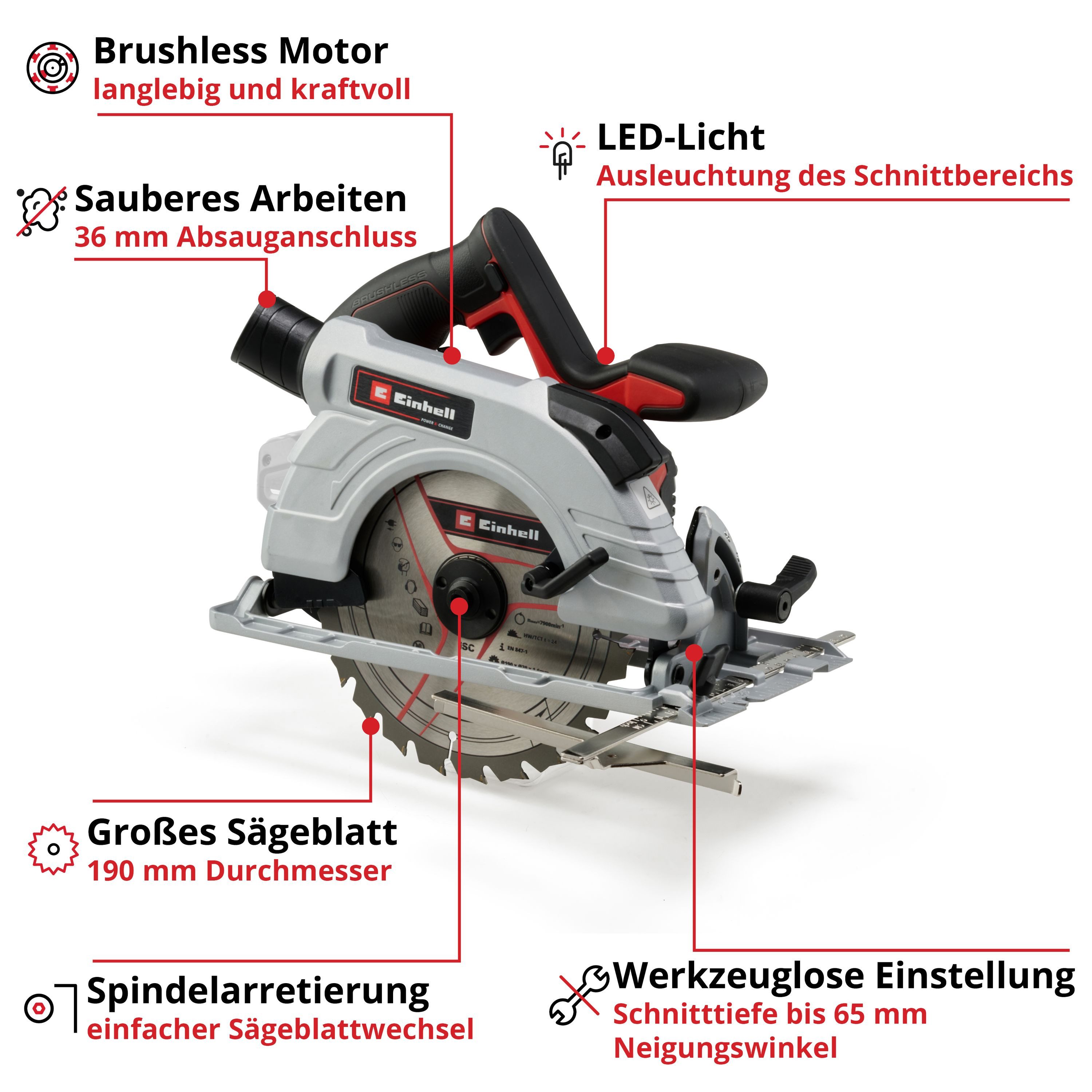 Einhell Akku-Handkreissäge TP-CS 18/190 Li BL Kit