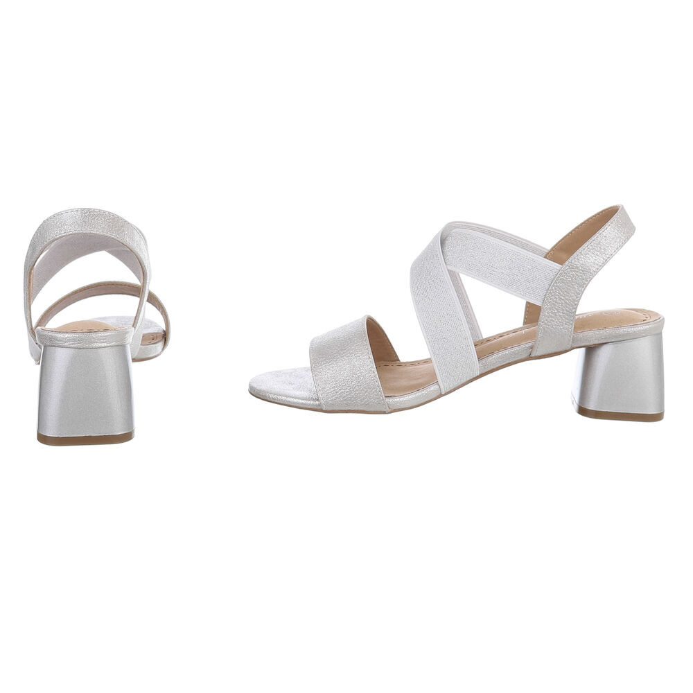 Ital-Design Elegante Sandalen mit Crossband und Blockabsatz für Damen Sandalette (91117355) Blockabsatz Sandalen & Sandaletten in Silber – Bild 5 von 5