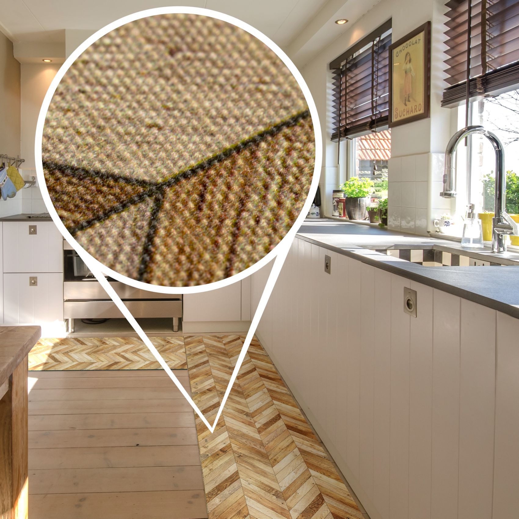 ANRO Küchenläufer Hochwertig GreenLine Flurläufer Teppichläufer Textil, Eckig, Bodenläufer 140x52cm Parkett Holz Beige pflegeleicht