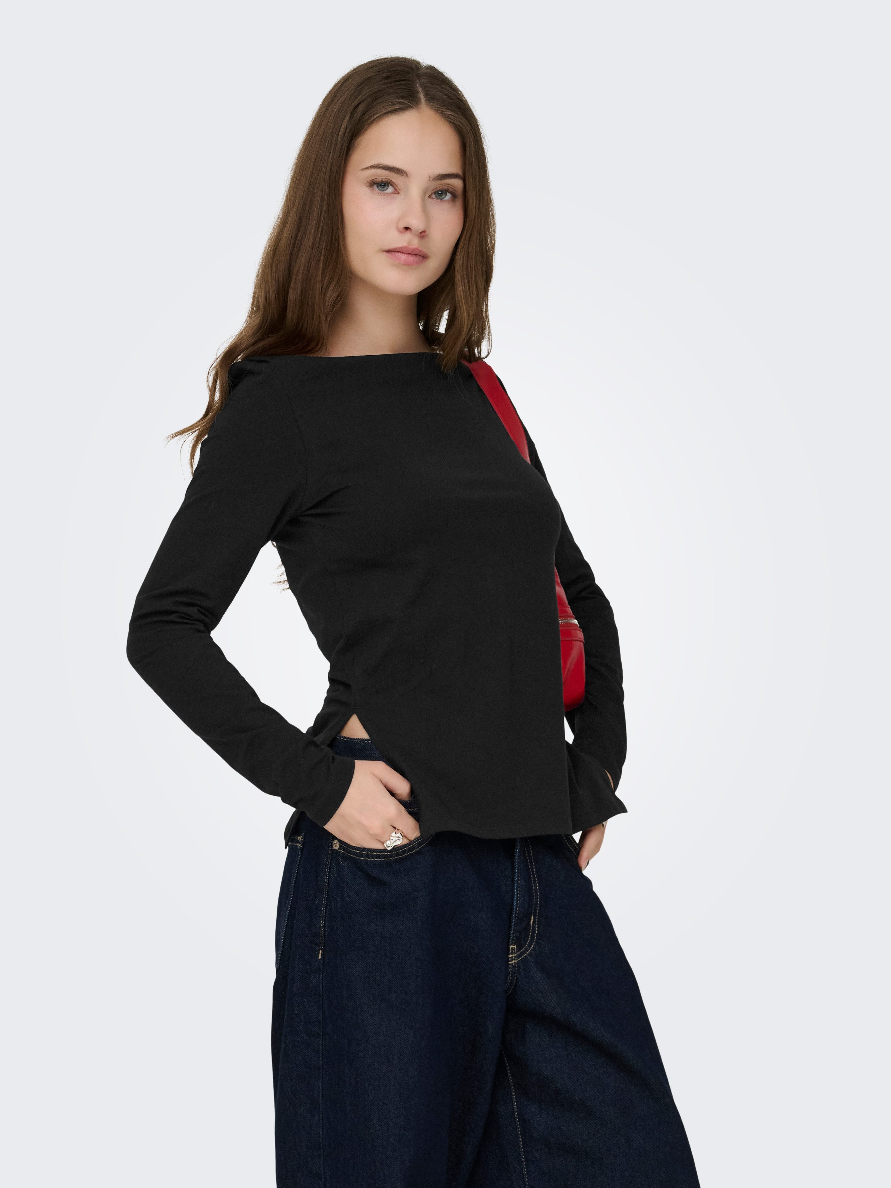ONLY Langarmshirt ONLKISS LIFE LS BOATNECK TOP CC JRS NOOS