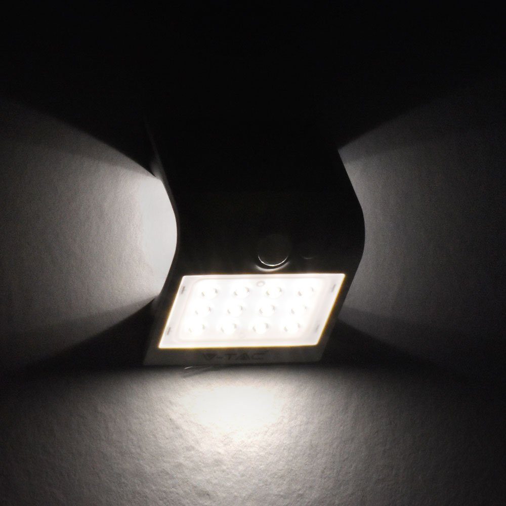 V-TAC Außen-Wandleuchte, LED-Leuchtmittel fest verbaut, Solar Down Bewegungsmelder Leuchte Lampe LED Außen Neutralweiß, Wand Grundstück
