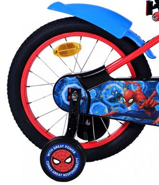 Volare Kinderfahrrad Spider-Man - Jungen - 16 Zoll - Rot 4 - 6 Jahre Rücktrittbremse, 85% zusammengebaut, Stahlfelgen mit verstellbaren Speichen