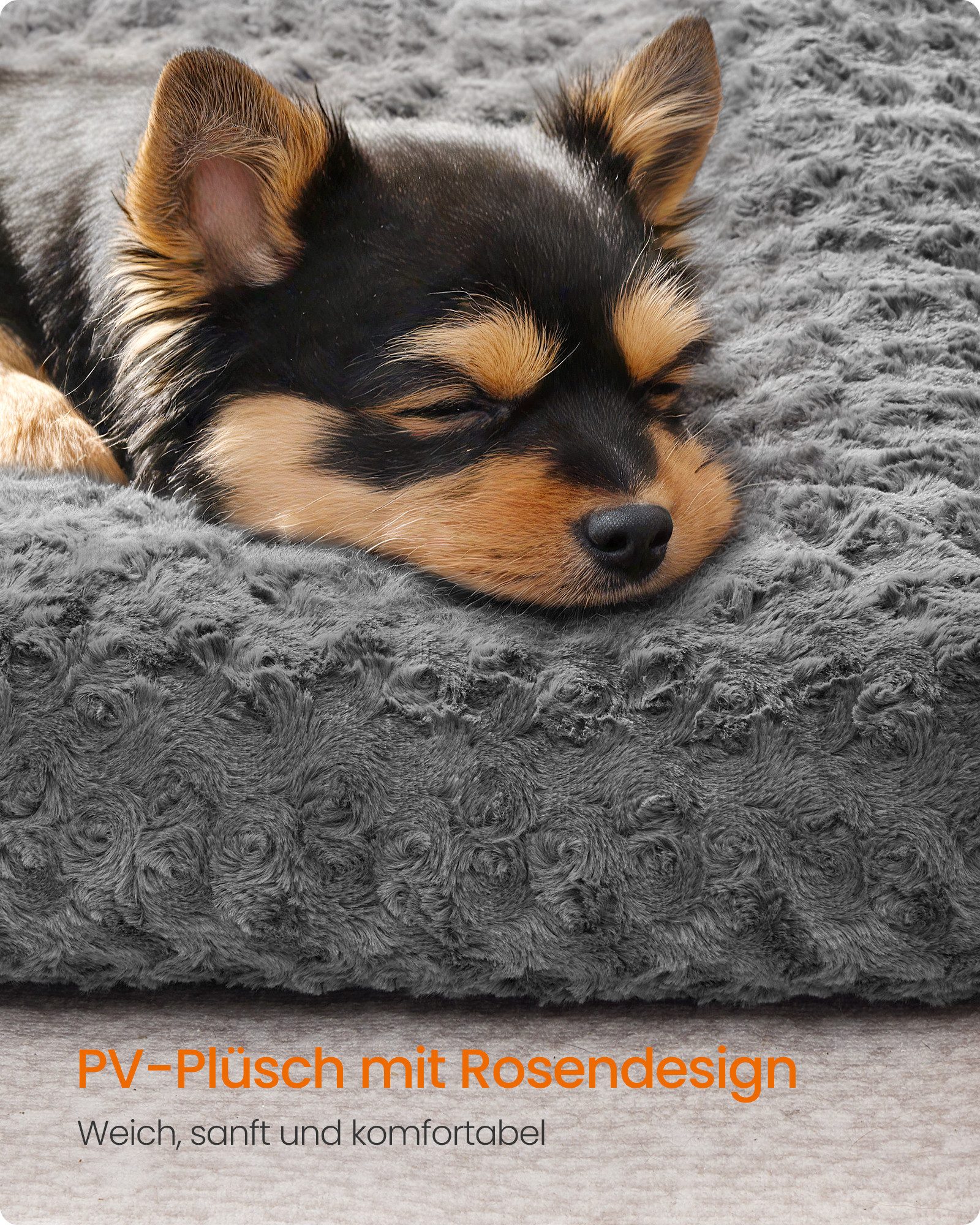 FEANDREA Hundebett Hundekissen, flauschige Hundematte, Plüsch, waschbar, weich, M/L/XL/XXL