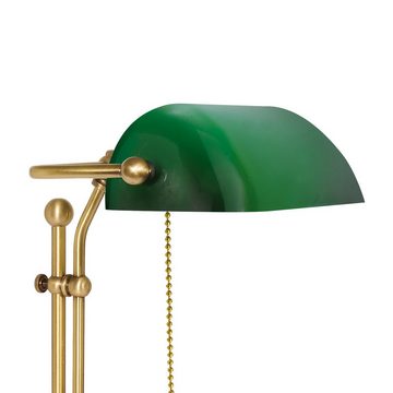 Licht-Erlebnisse Schreibtischlampe STELLA, ohne Leuchtmittel, Tischlampe Tischleuchte E27 49 cm in Bronze hell Grün Glas Jugendstil