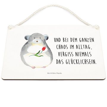 Mr. & Mrs. Panda Hinweisschild DIN A5 Chinchilla Blume - Weiß - Geschenk, Wanddeko, Gute Laune, Depr, (1 St), Edle Druckqualität