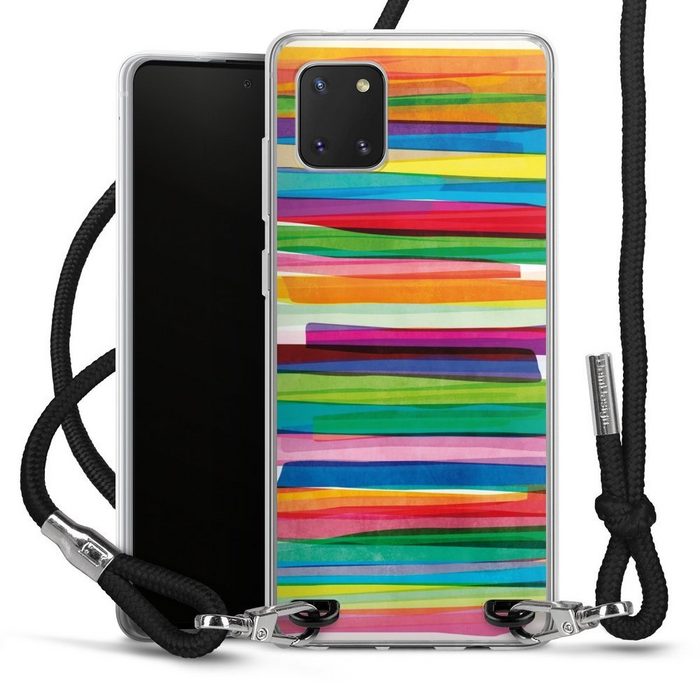 DeinDesign Handyhülle Streifen Wasserfarbe bunt Colorful Stripes1 Samsung Galaxy Note 10 lite Handykette Hülle mit Band Cover mit Kette
