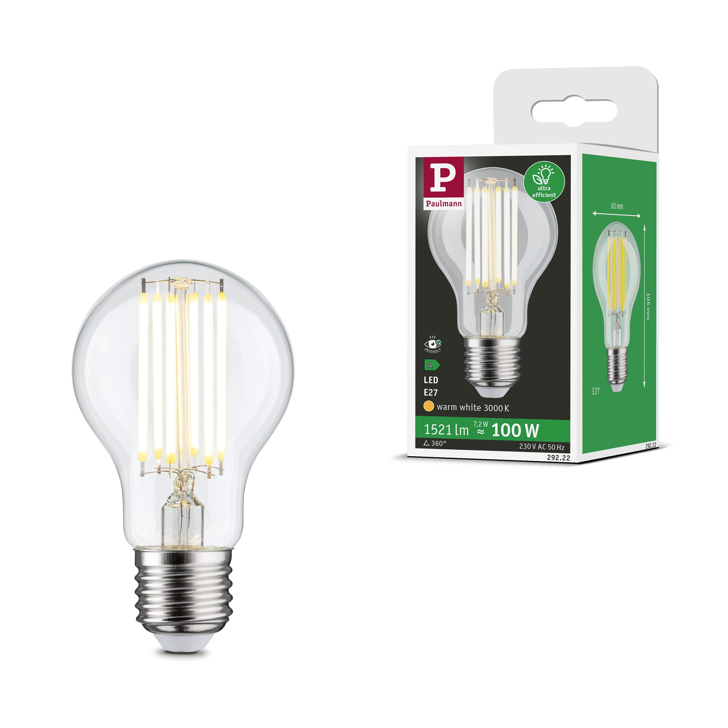 Paulmann LED-Leuchtmittel Eco-Line Filament 230V LED Birne E27 1er-Set 1521 günstig online kaufen