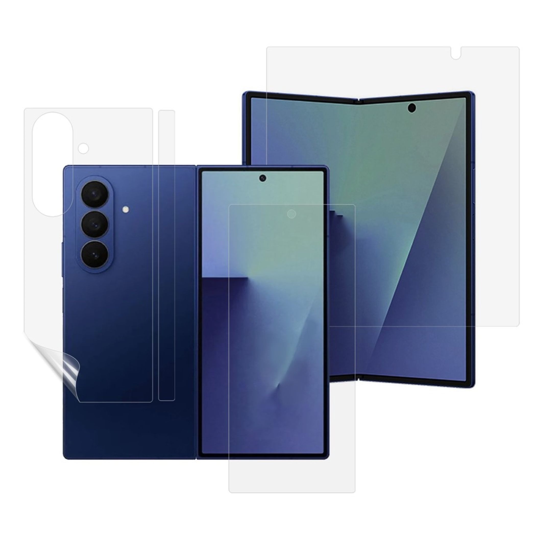 Wigento Displayschutzfolie 3 in 1 Hydrogel für Samsung Galaxy Z Fold8 Ultra 5G Full Cover Set für Samsung Galaxy Z Fold8 Ultra 5G, Matt, Scharnier Schutz, Full Coverage Set