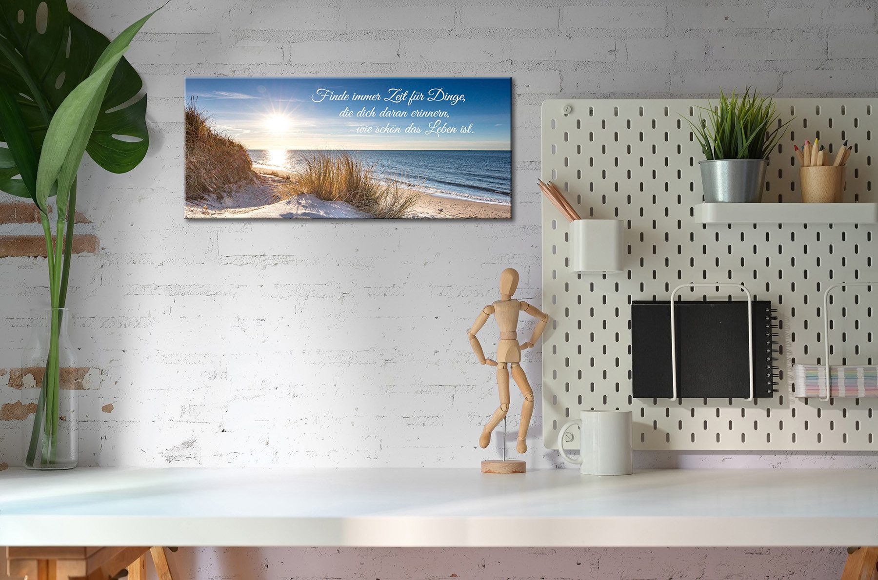 Bönninghoff Leinwandbild Wandbild STRAND MIT SPRUCH 33x70 cm – Leinwandbild Keilrahmen Deko, Meer, Meer Bilder, Natur, Sonnenaufgang, Sonnenaufgang & -untergang – Bild 4 von 5